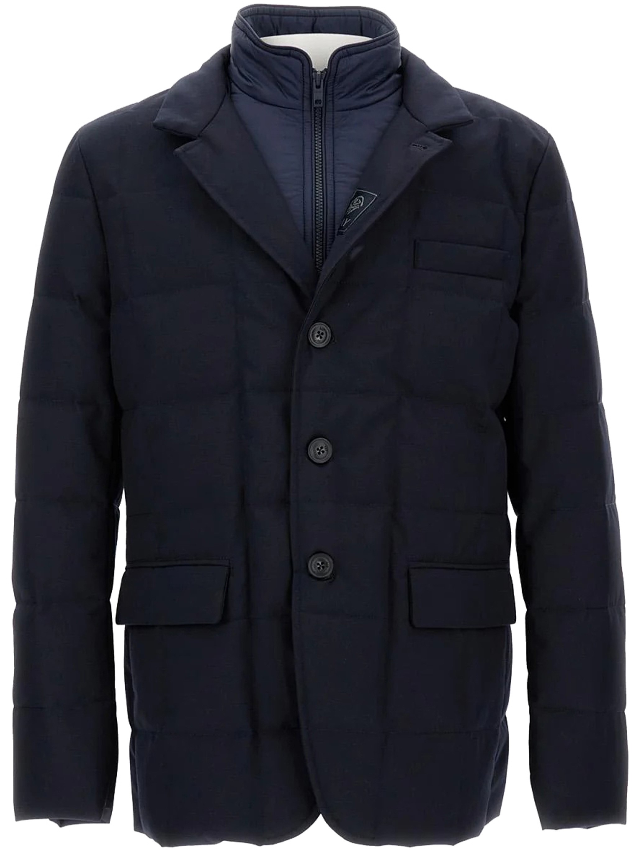 Fay Double-breasted Down Jacket In Blue