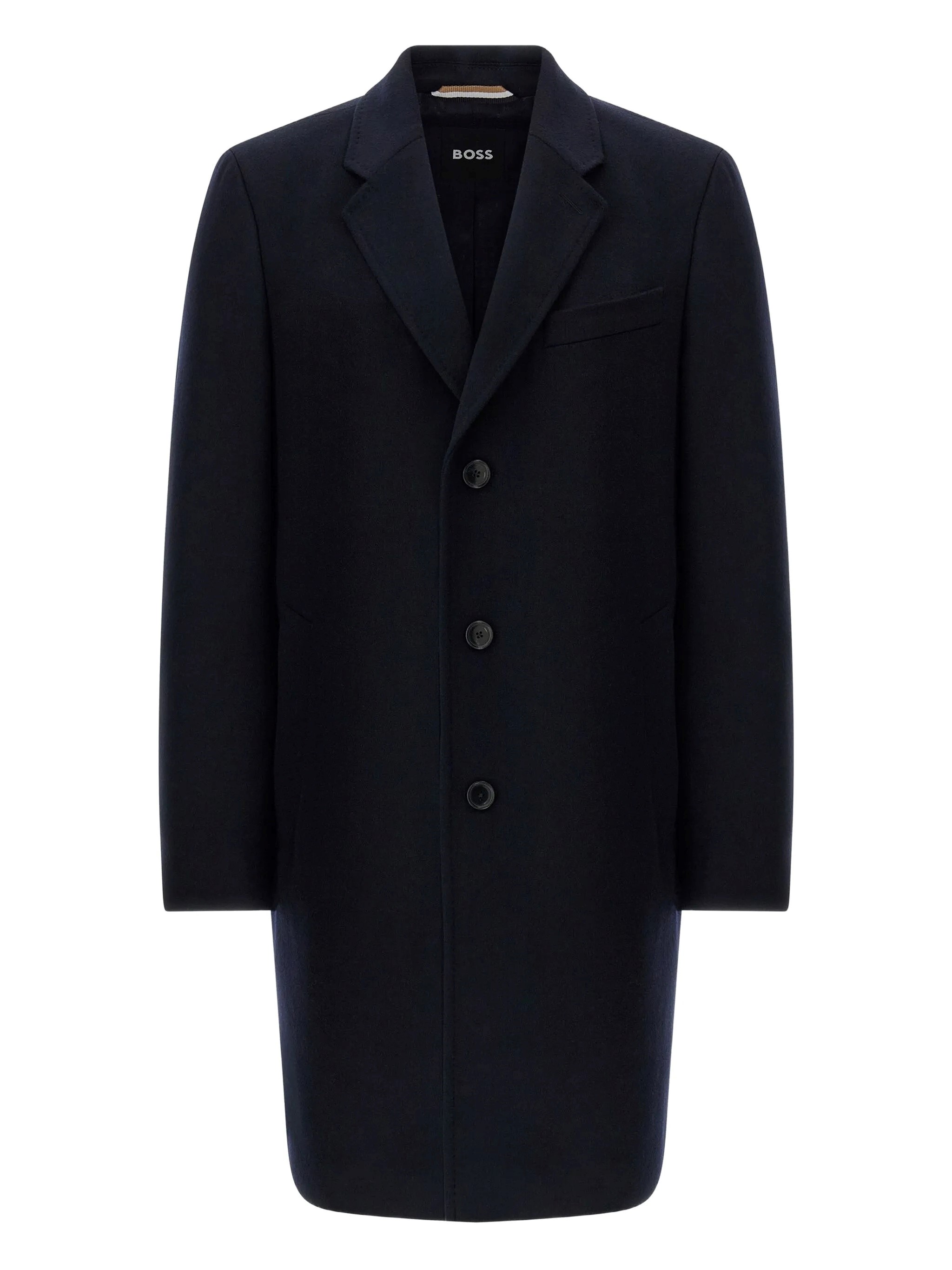 Hugo Boss Button Single-breasted Coat In Blue