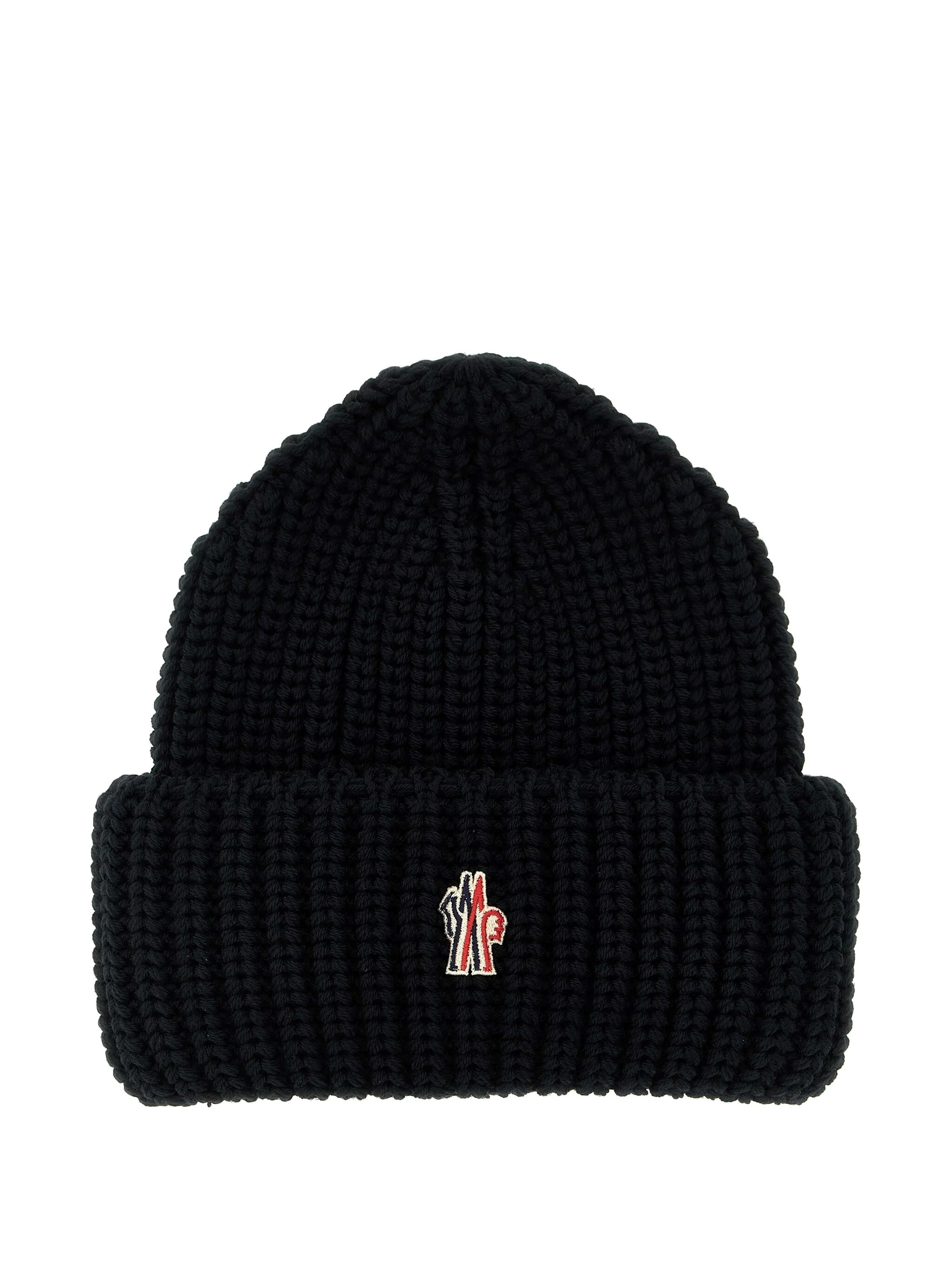 Moncler Grenoble Ribbed Beanie With Logo In Black