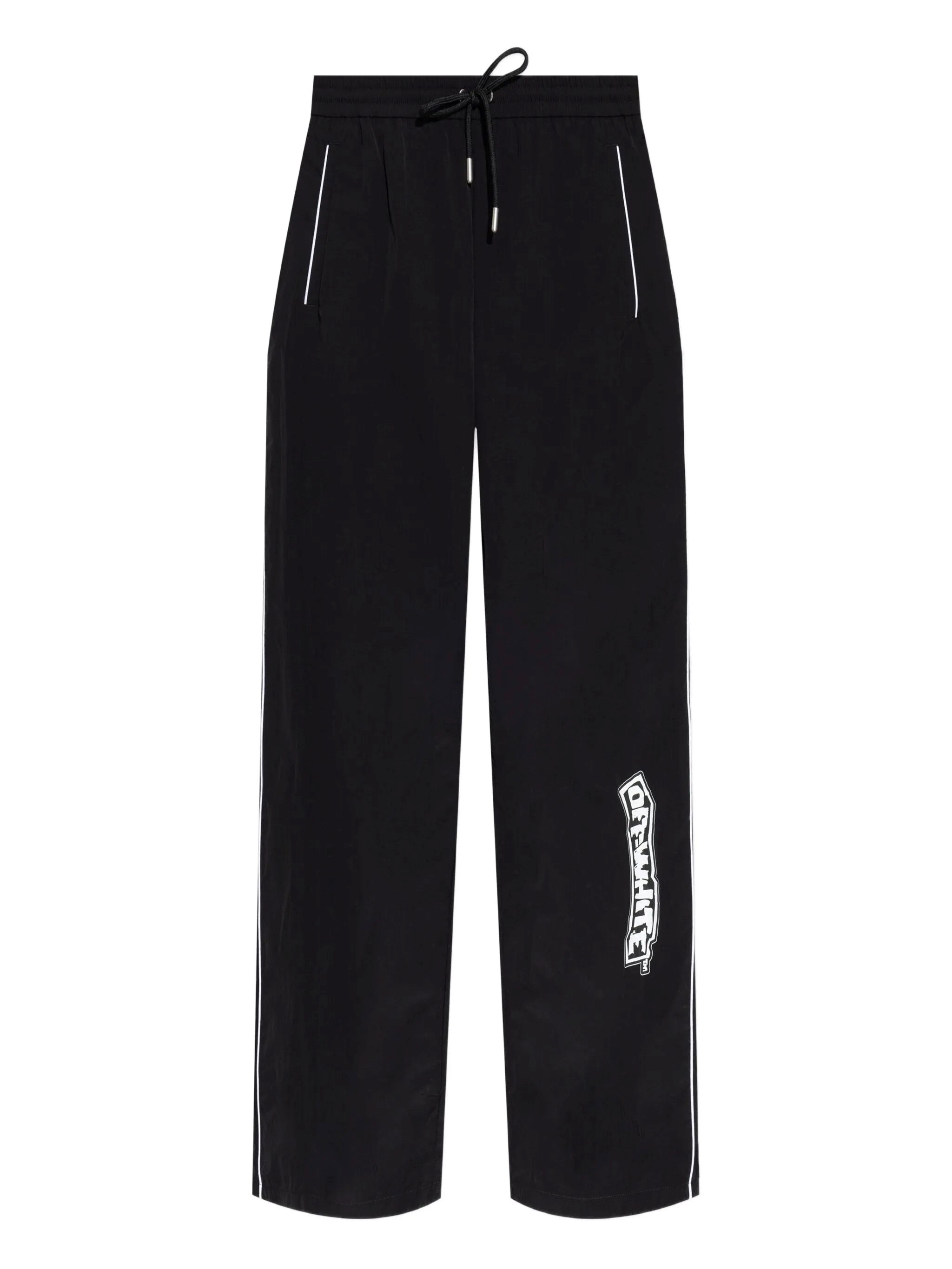 Off-white Comfortable Wide Leg Track Trousers In Black