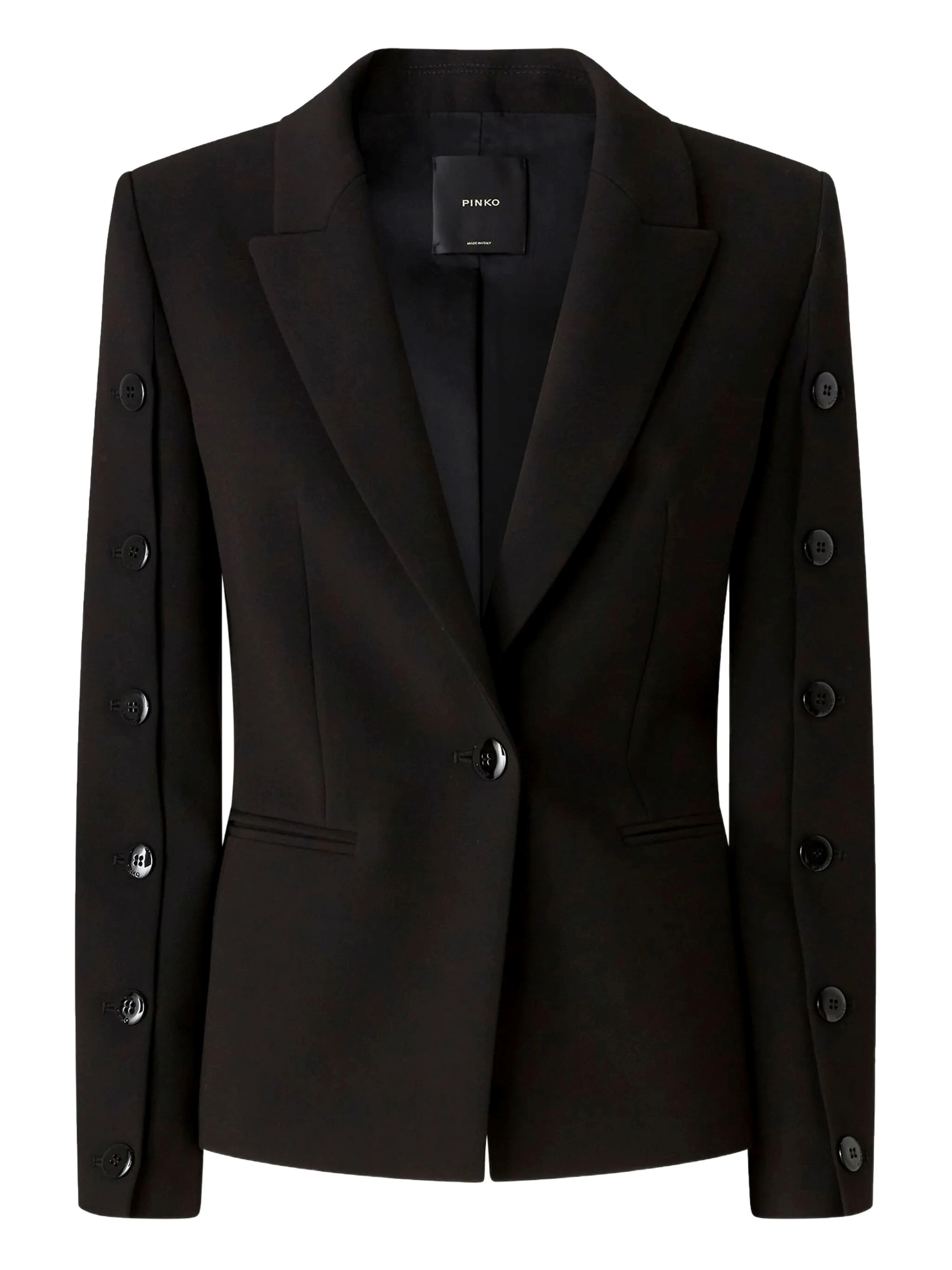 Pinko Single-breasted Blazer With Buttoned Sleeves In Black