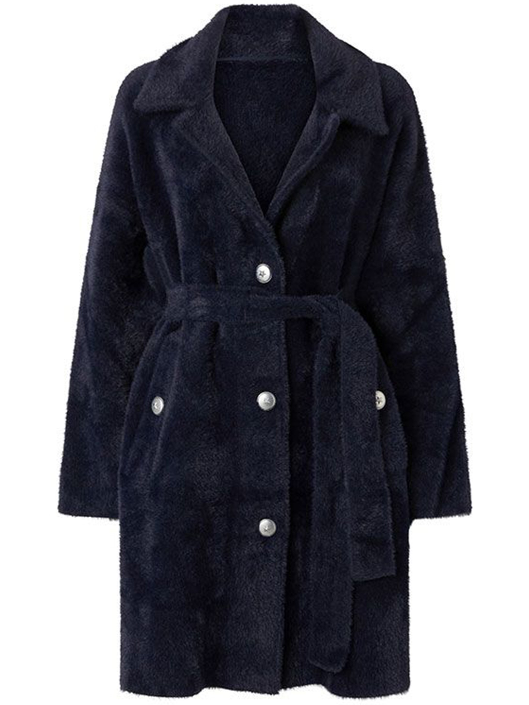Pinko Double-breasted Coat Belted At The Waist In Blue