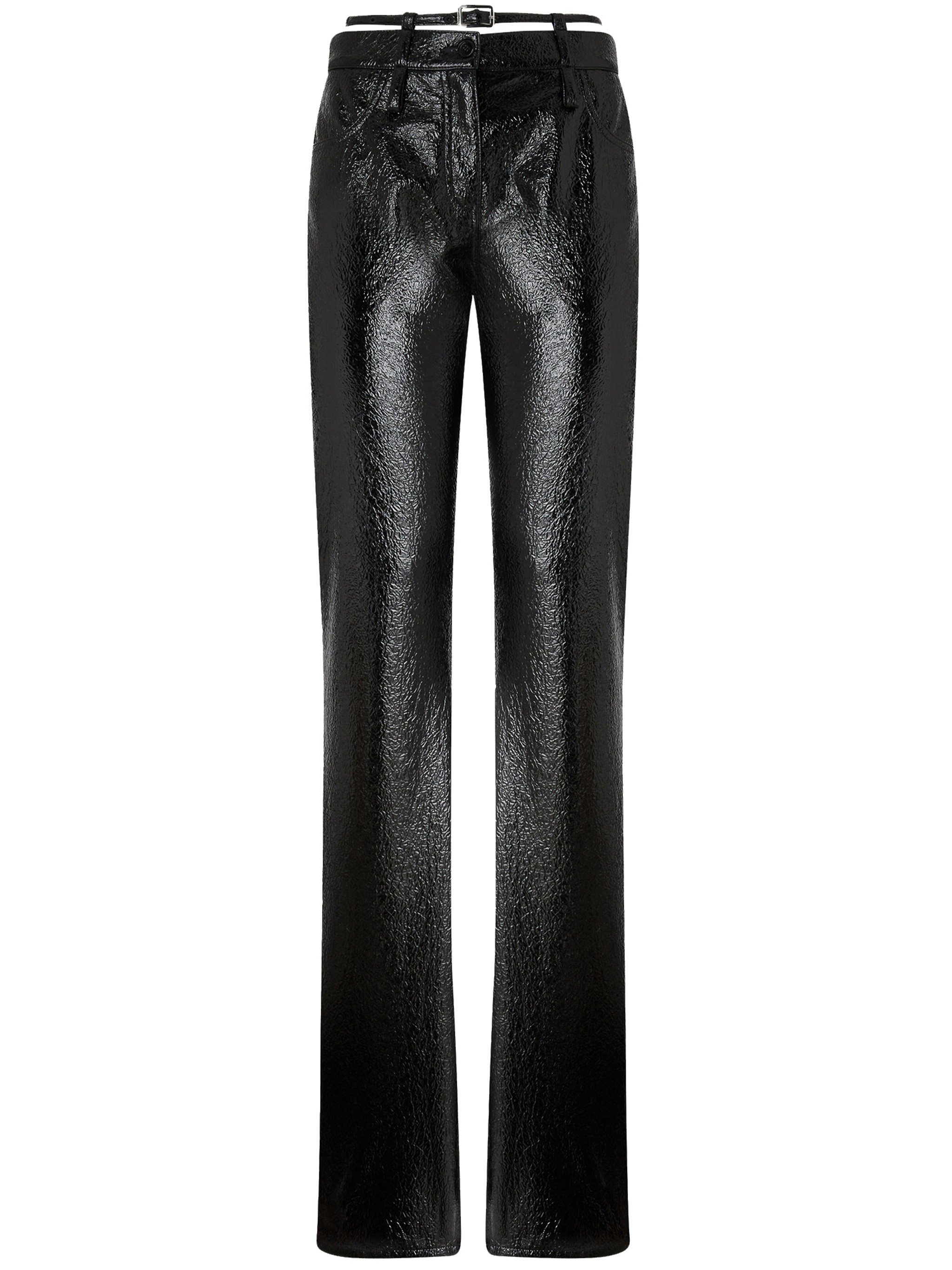 Pinko Rocio Trousers With Shiny Finish And Belt Loops In Black