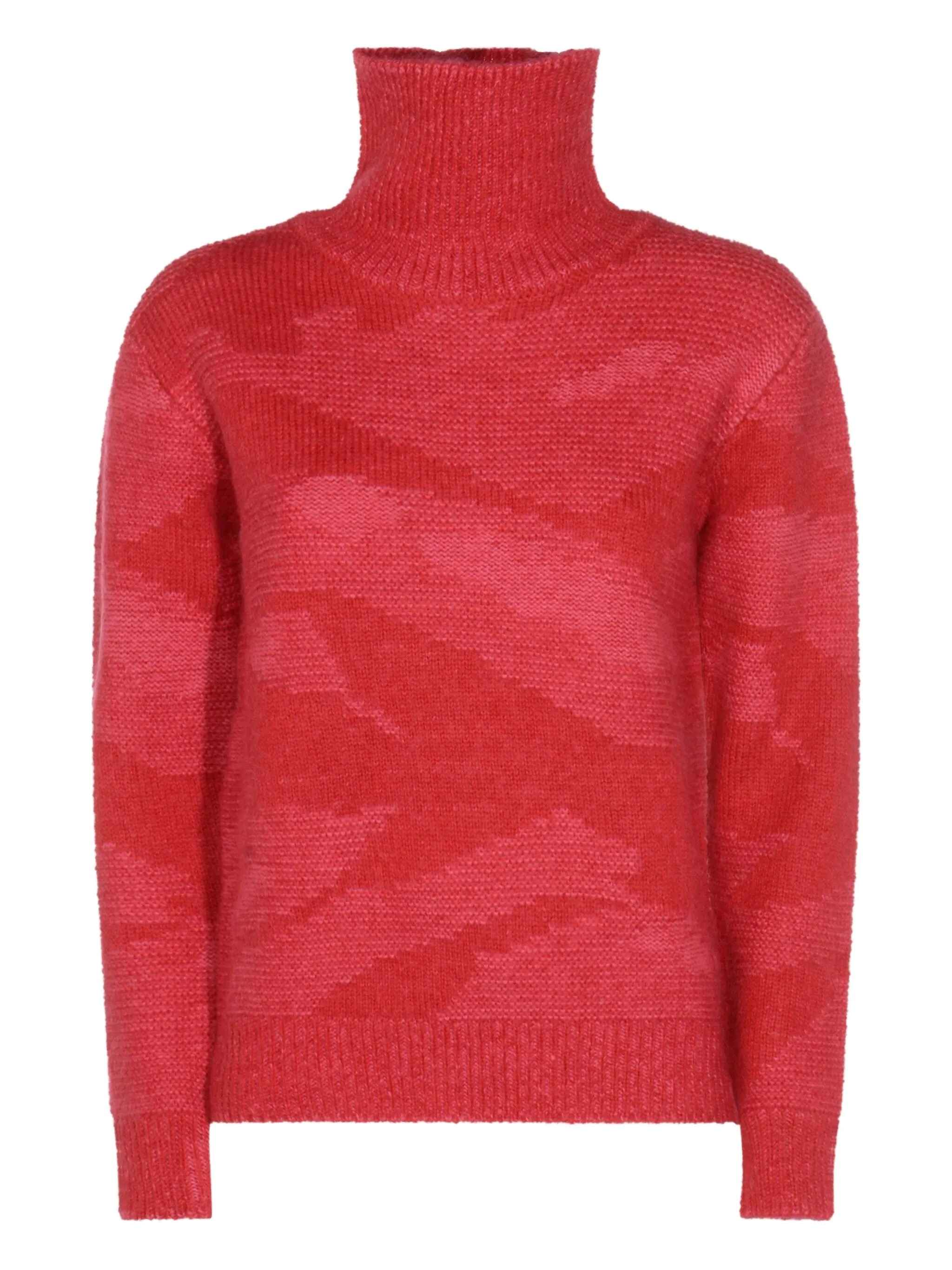 Add Roll-neck Patterned Sweater In Red