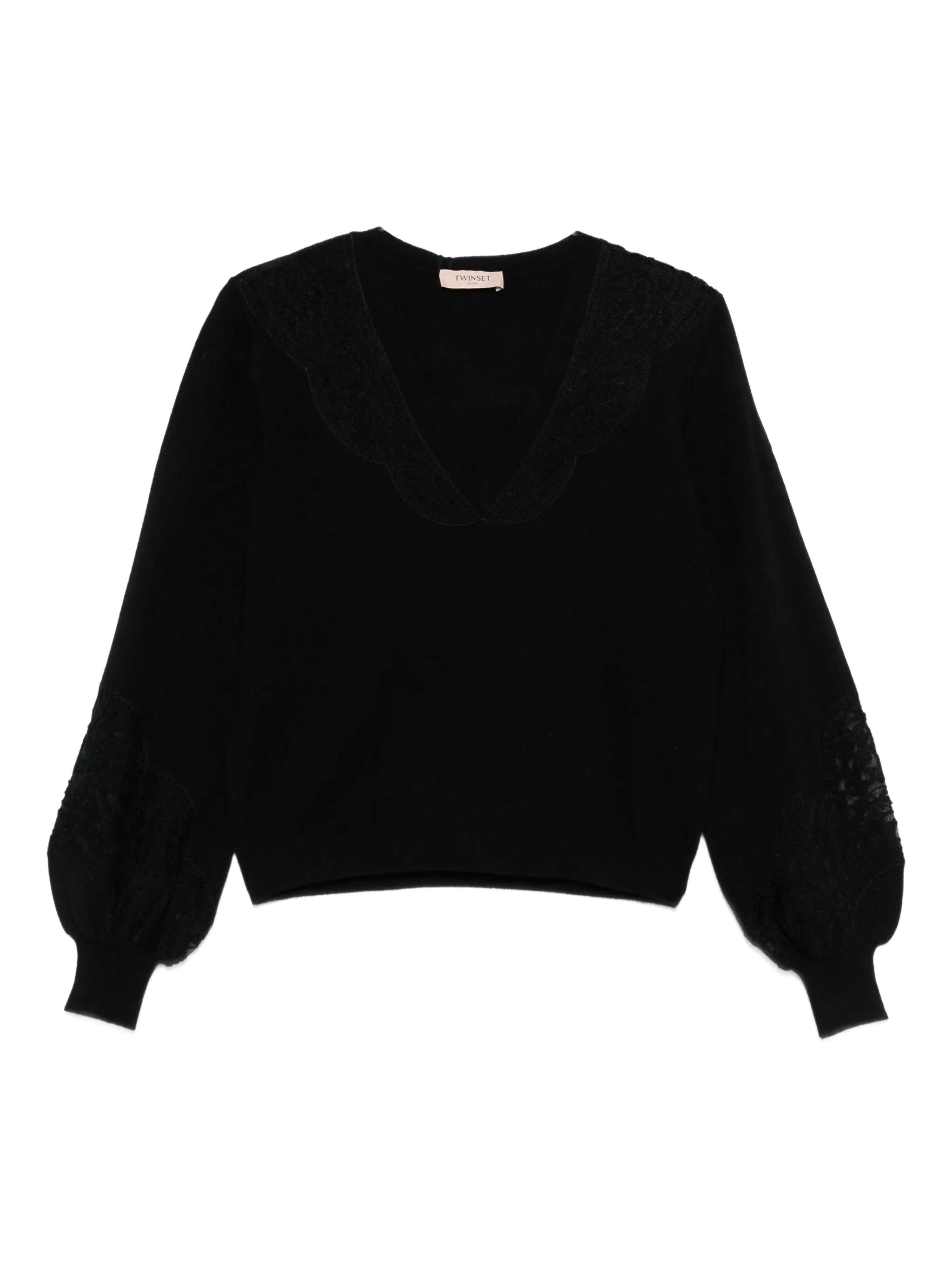 Twinset Timeless Black Sweater With Round Neckline In Black