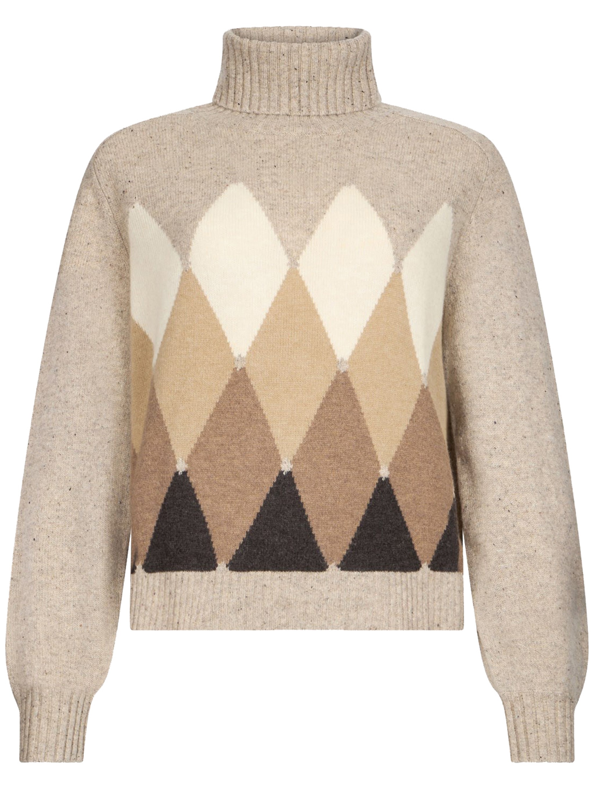 Ballantyne Turtleneck Argyle Knit Pullover With Long Sleeves In Multi
