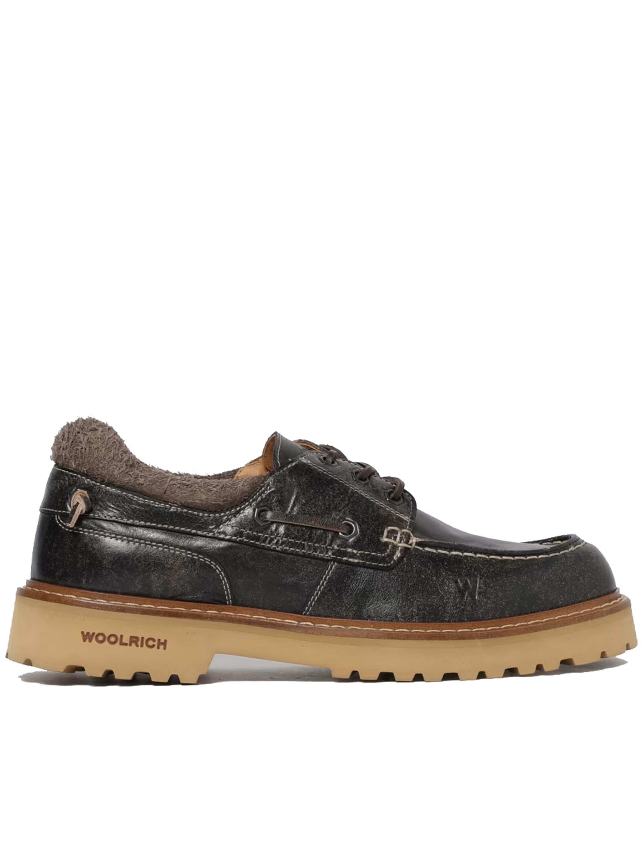 Woolrich Lace-up Shoes With Contrast Sole And Stitch Detailing In Black
