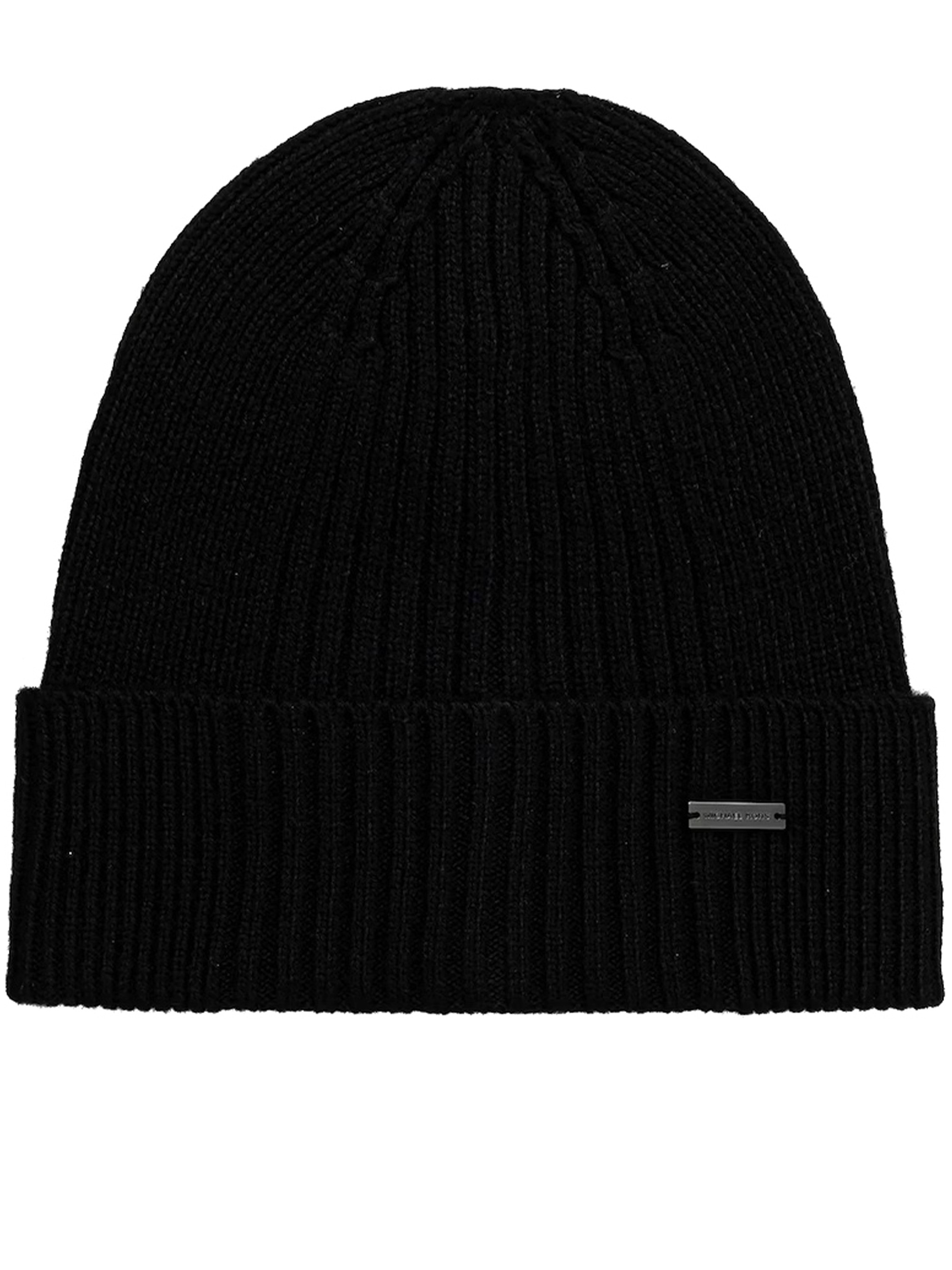 Michael Kors Logo-plaque Beanie Hat In Black