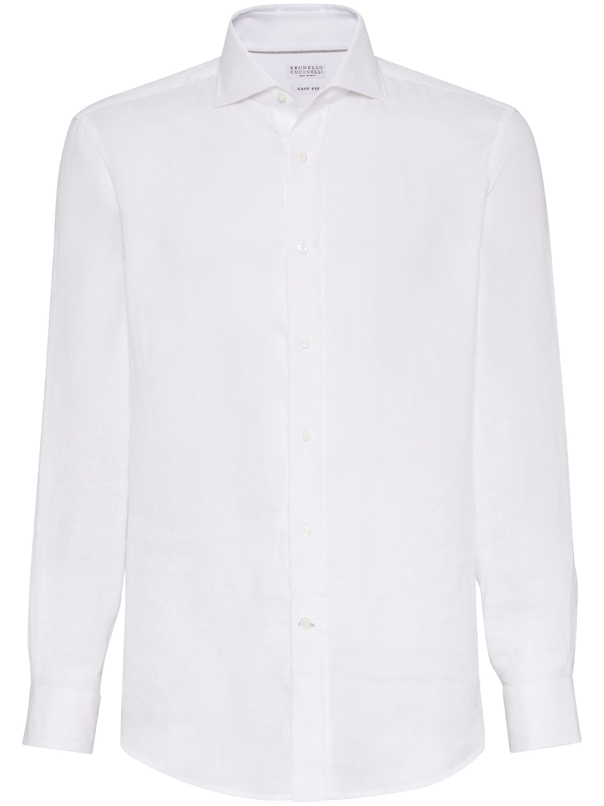 Brunello Cucinelli Button-down Collar Cotton Shirt With Curved Hem In White