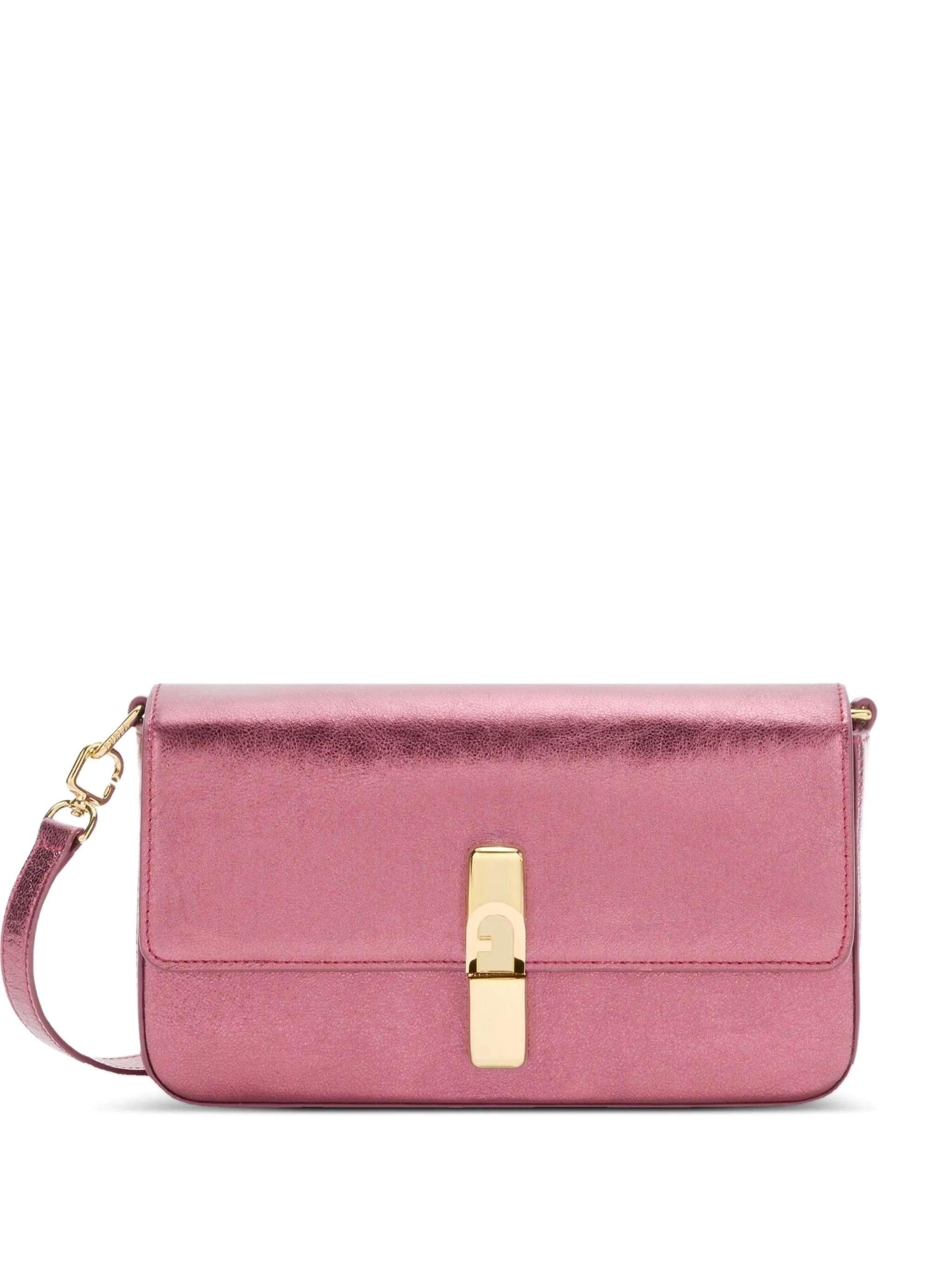 Furla Metallic Cross-body Bag Adjustable Strap In Pink