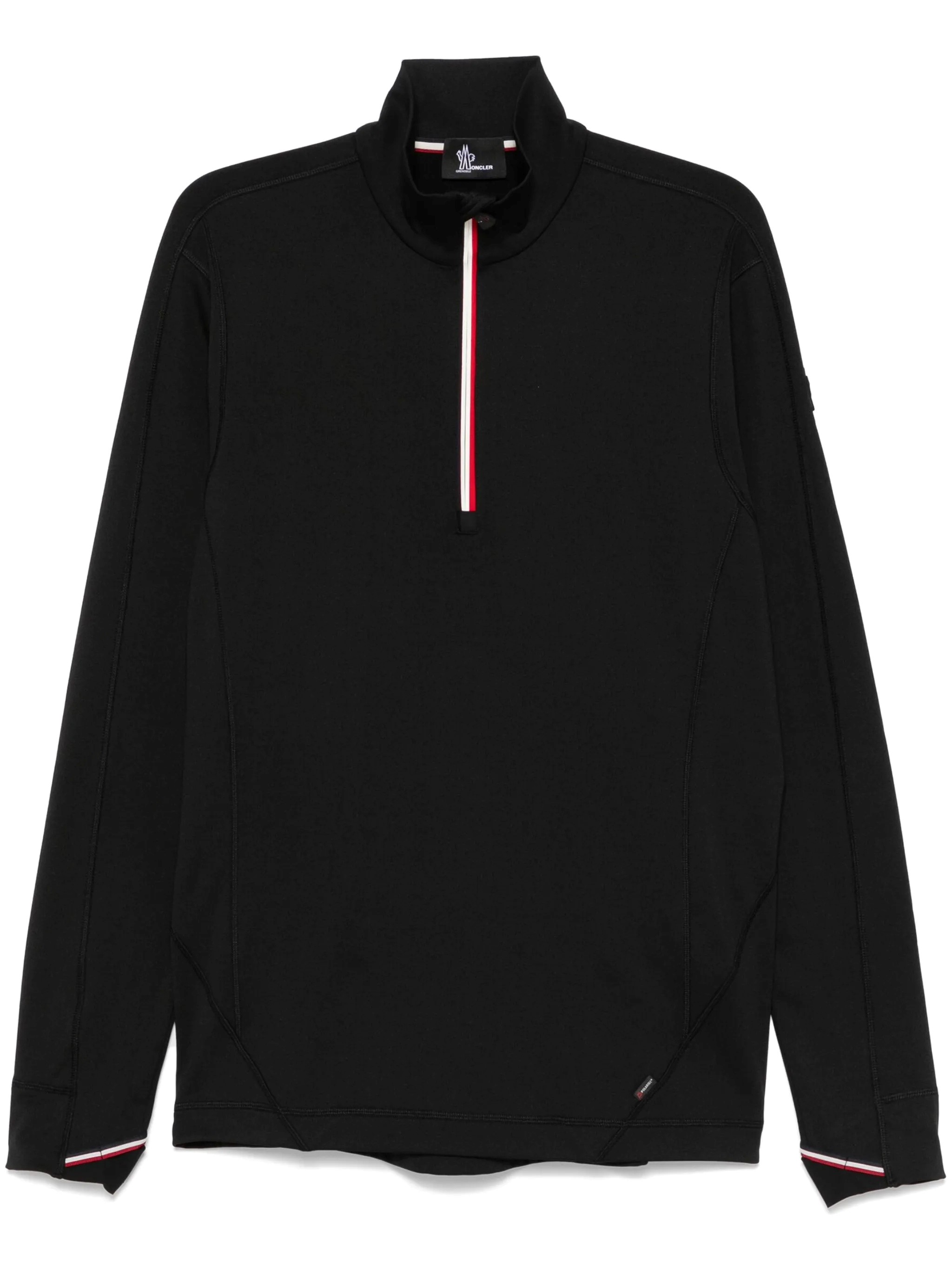 Moncler High Collar Knit Sweatshirt Contrast Trim In Black