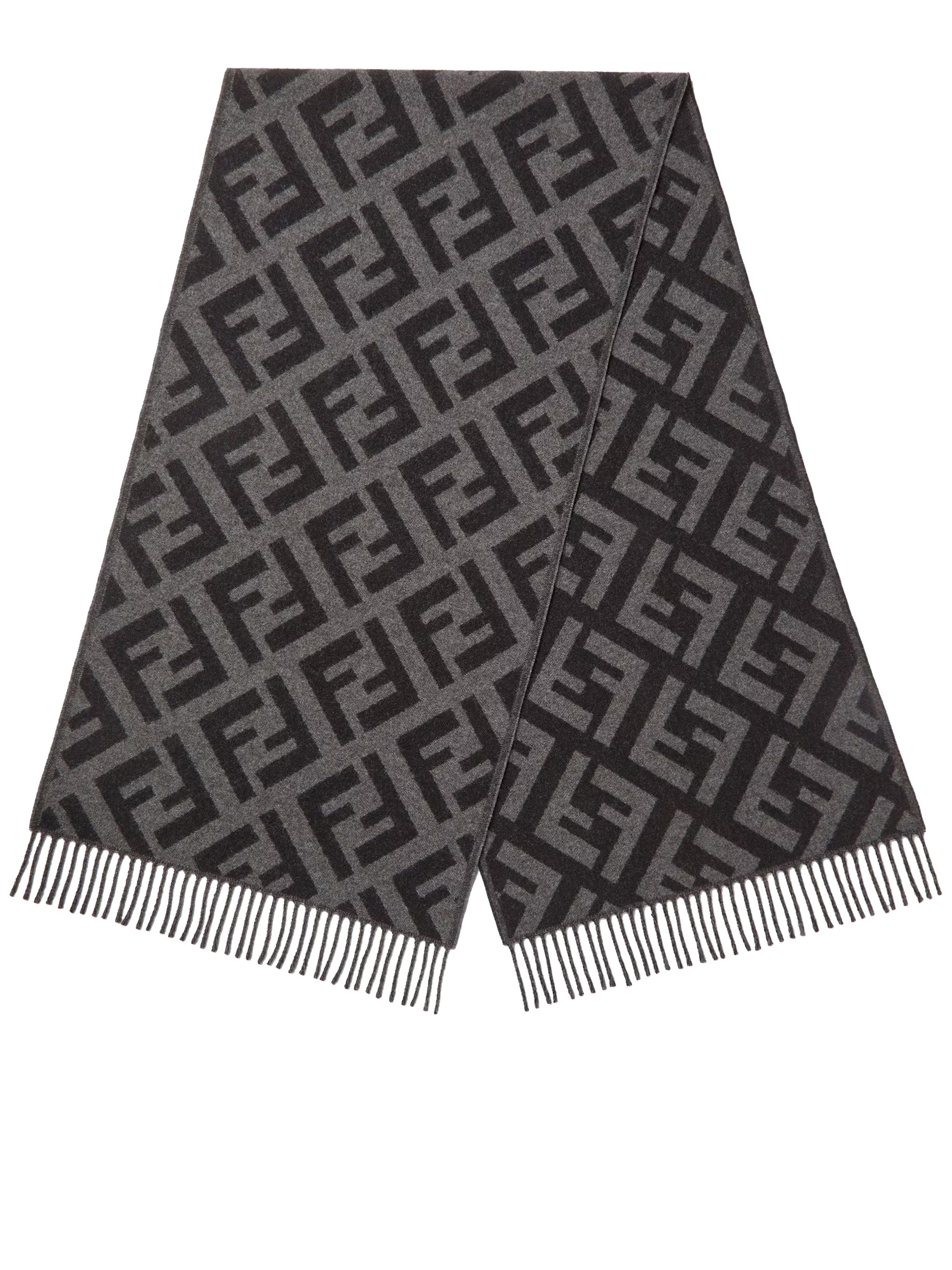 Fendi 45x170 Jacq Ff Macro Scarf Accessories In Black