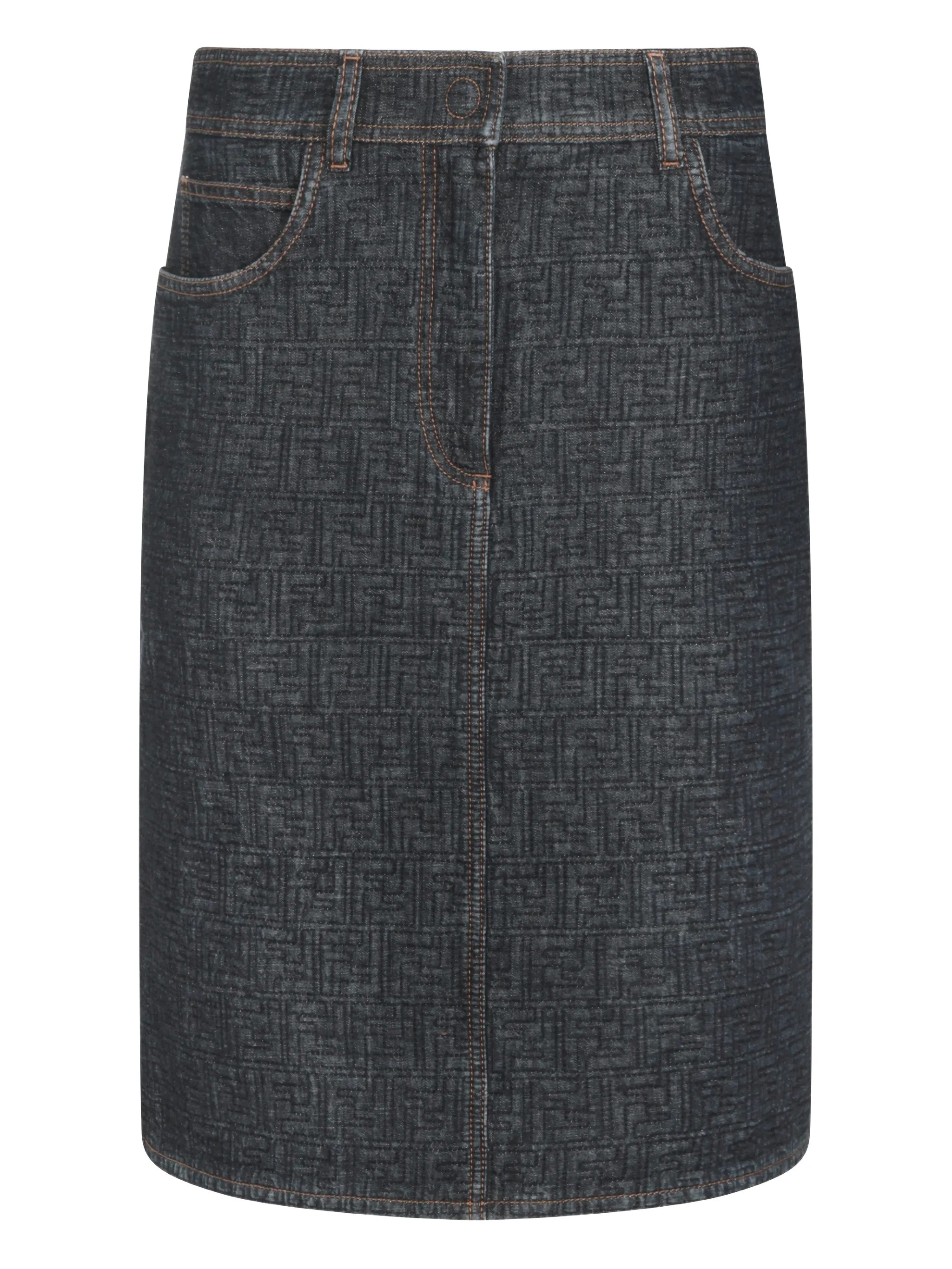 FENDI Dark Blue Ff Denim Skirt　FENDI ダークブルー FF デニム スカート FENDI
