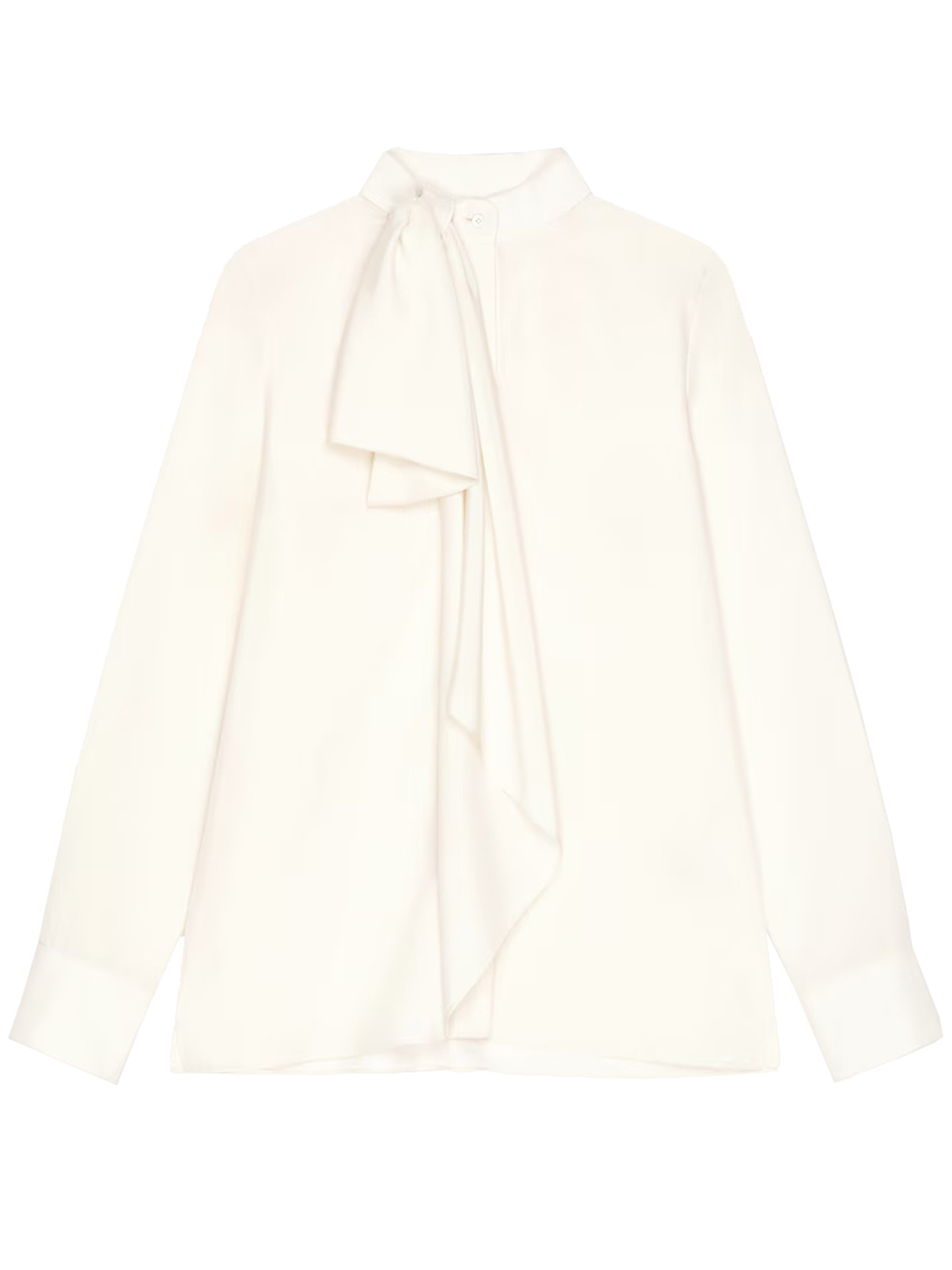 Givenchy Long Sleeve Blouse Draped Bow Detail In White