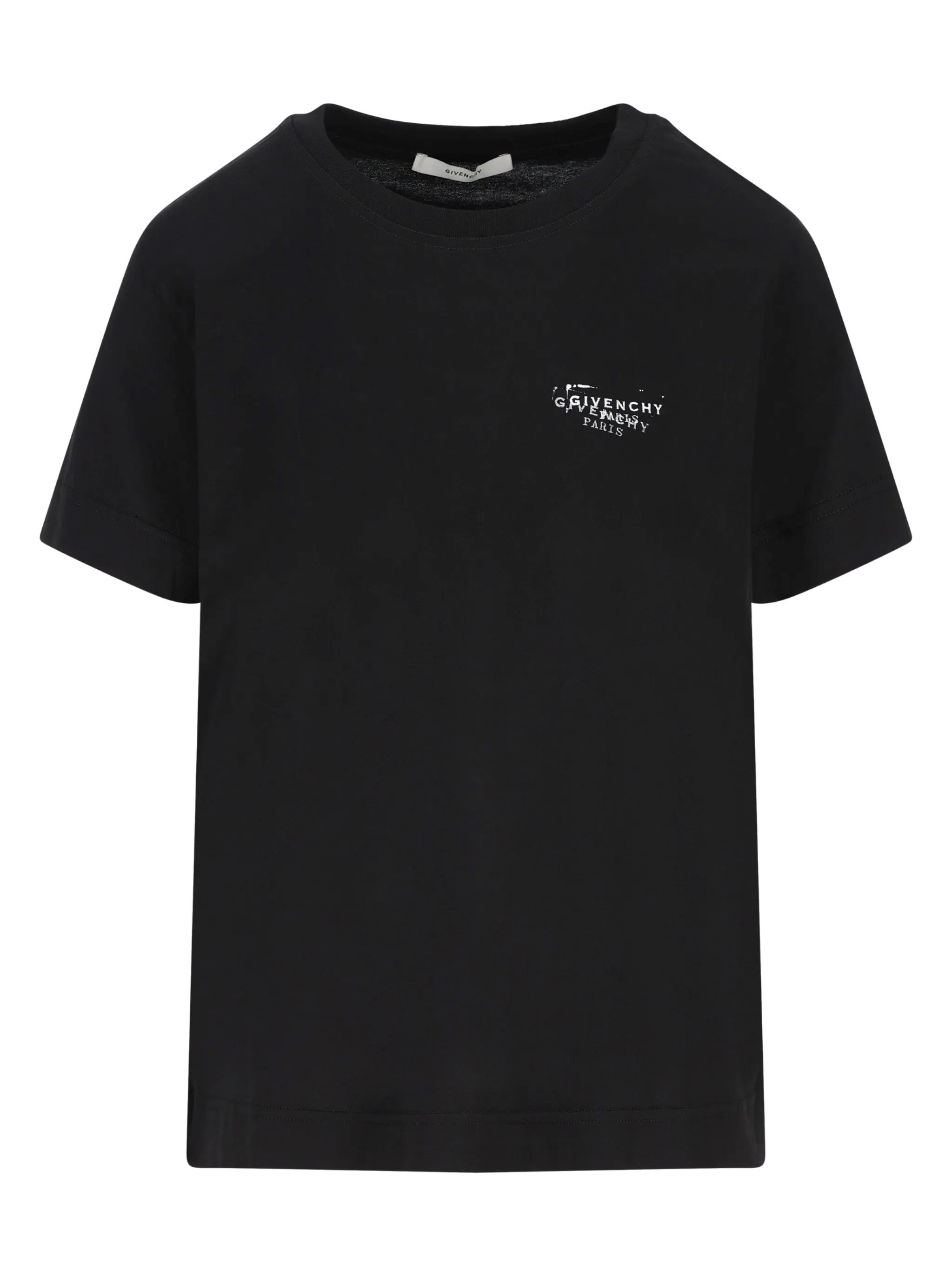Givenchy Black Crew Neck T-shirt With Logo On Front And Back In Cotton Woman In Black