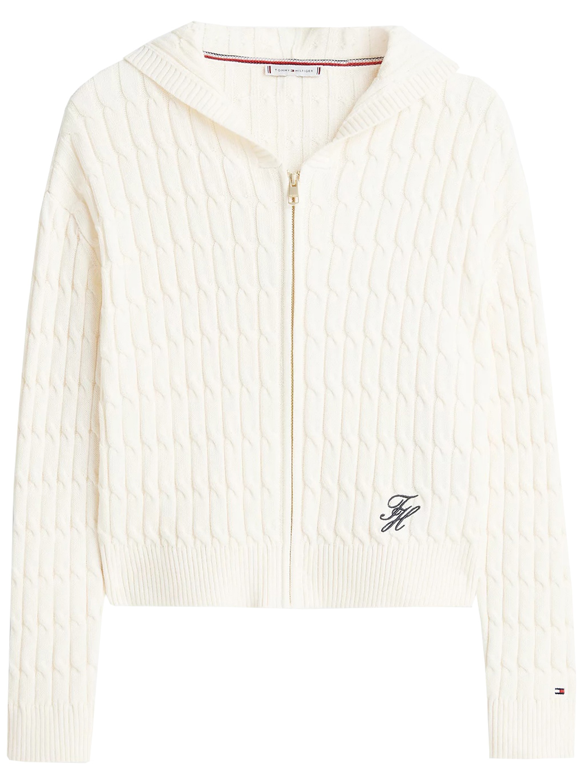 Tommy Hilfiger Co Cable Mid Gg Ls Zip Hoody In White