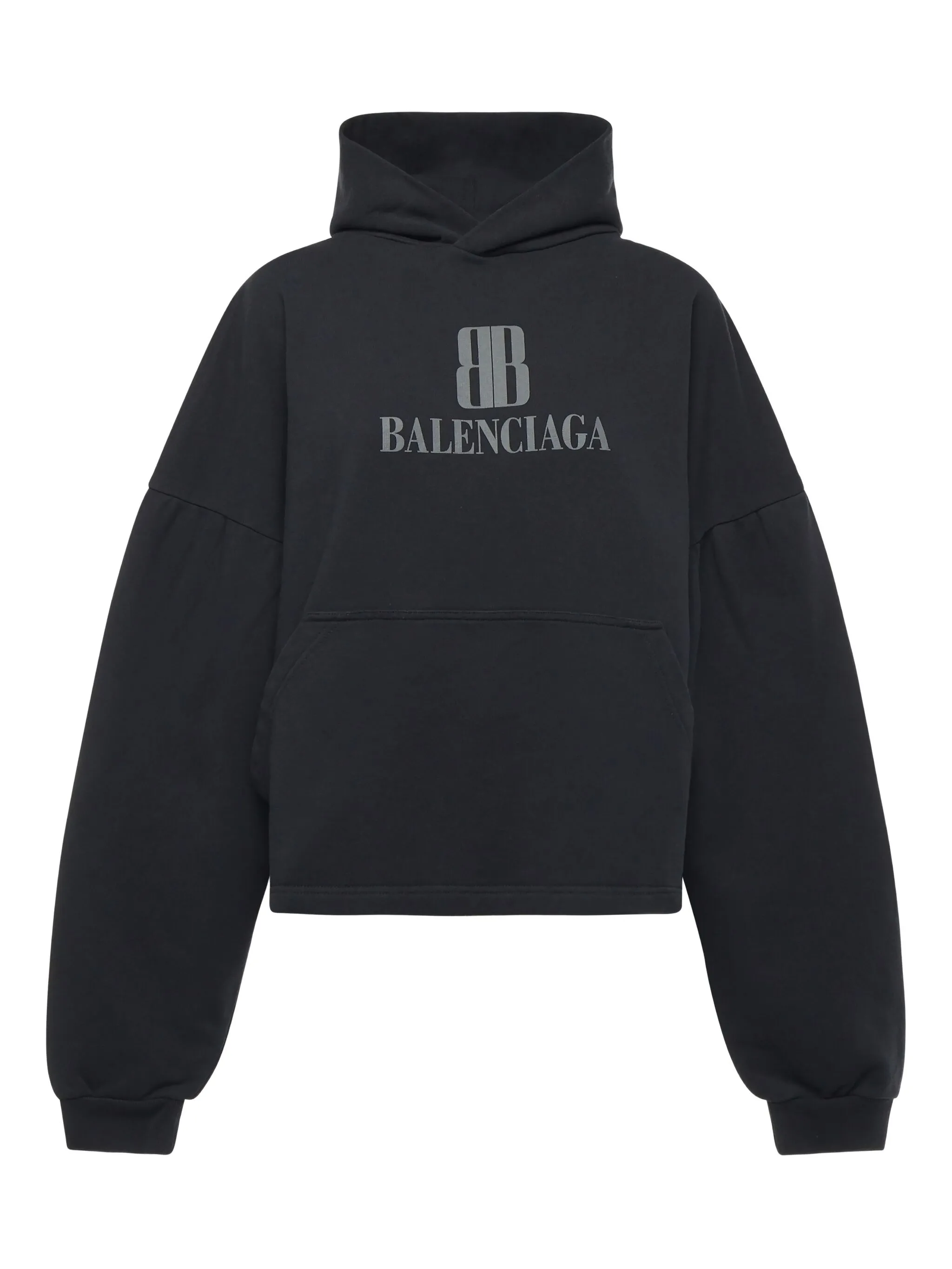 Balenciaga Cropped Hoodie In Black