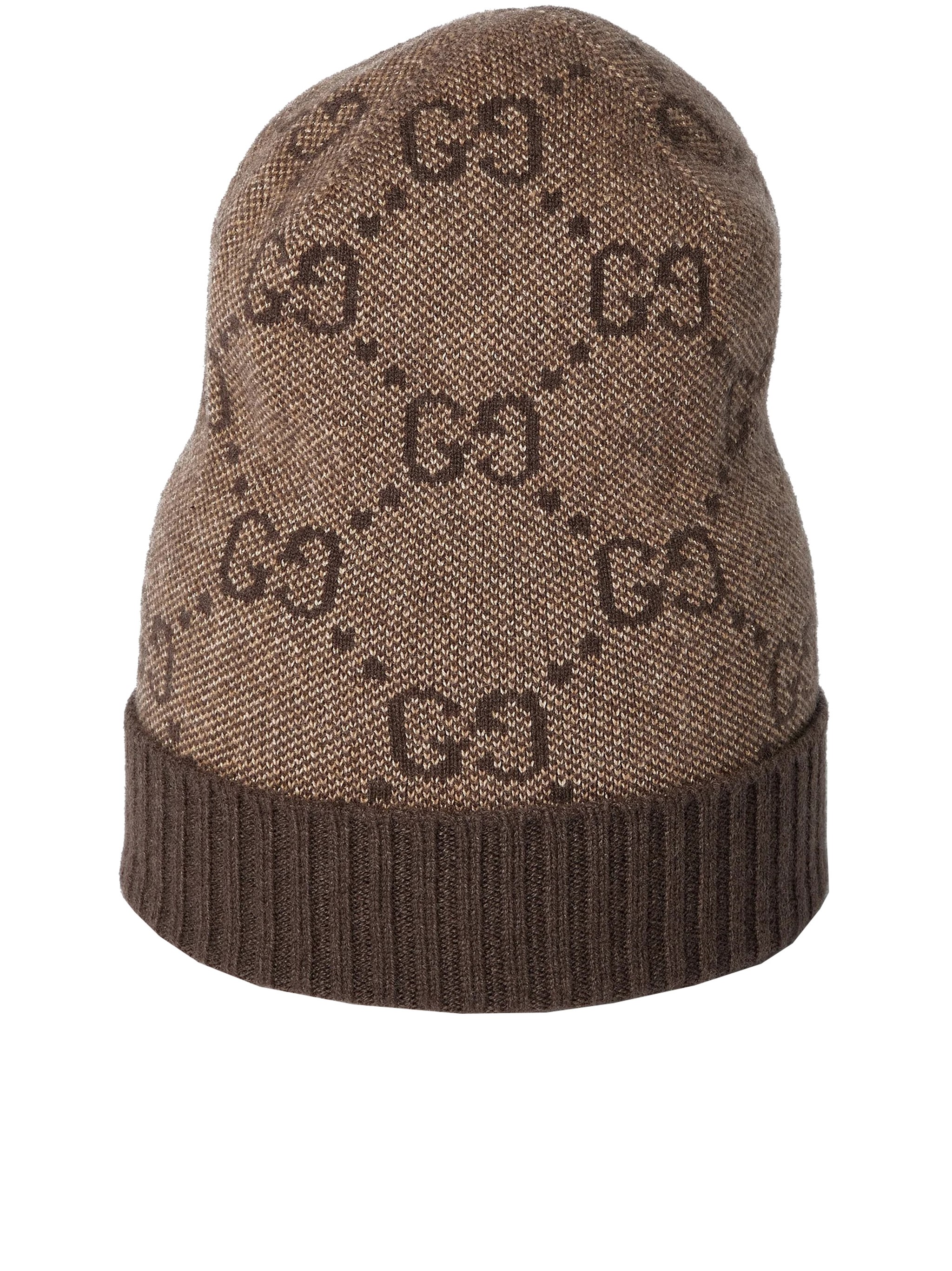 Gucci Nuancie Hat Knit Texture Ribbed Hem In Brown