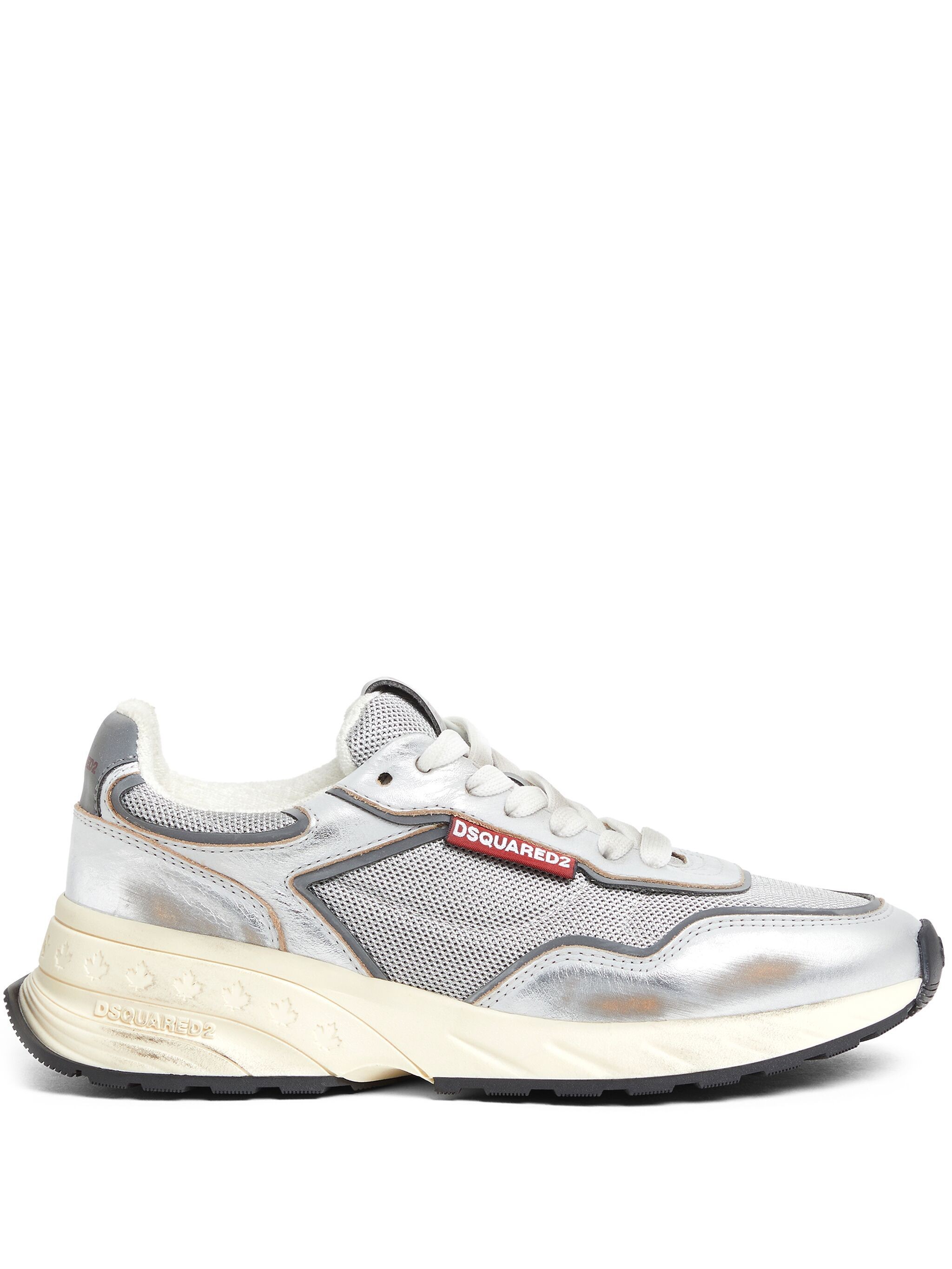 Dsquared2 Modern Sneakers With Leather And Mesh In White