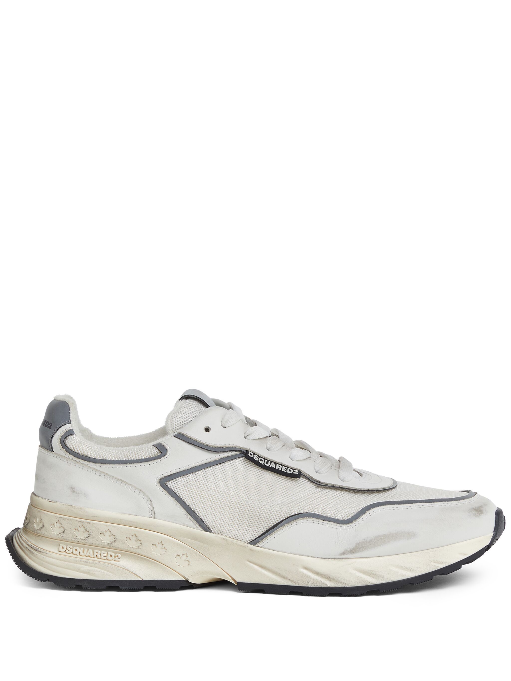 Dsquared2 Dynamic Leather Mesh Sneakers In White