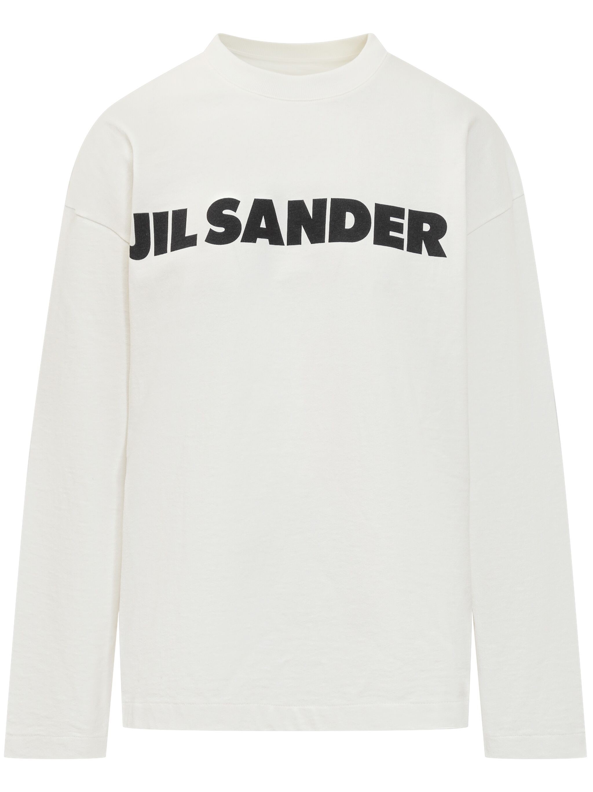 Jil Sander Minimalist Long-sleeve White T-shirt With Bold Logo In White