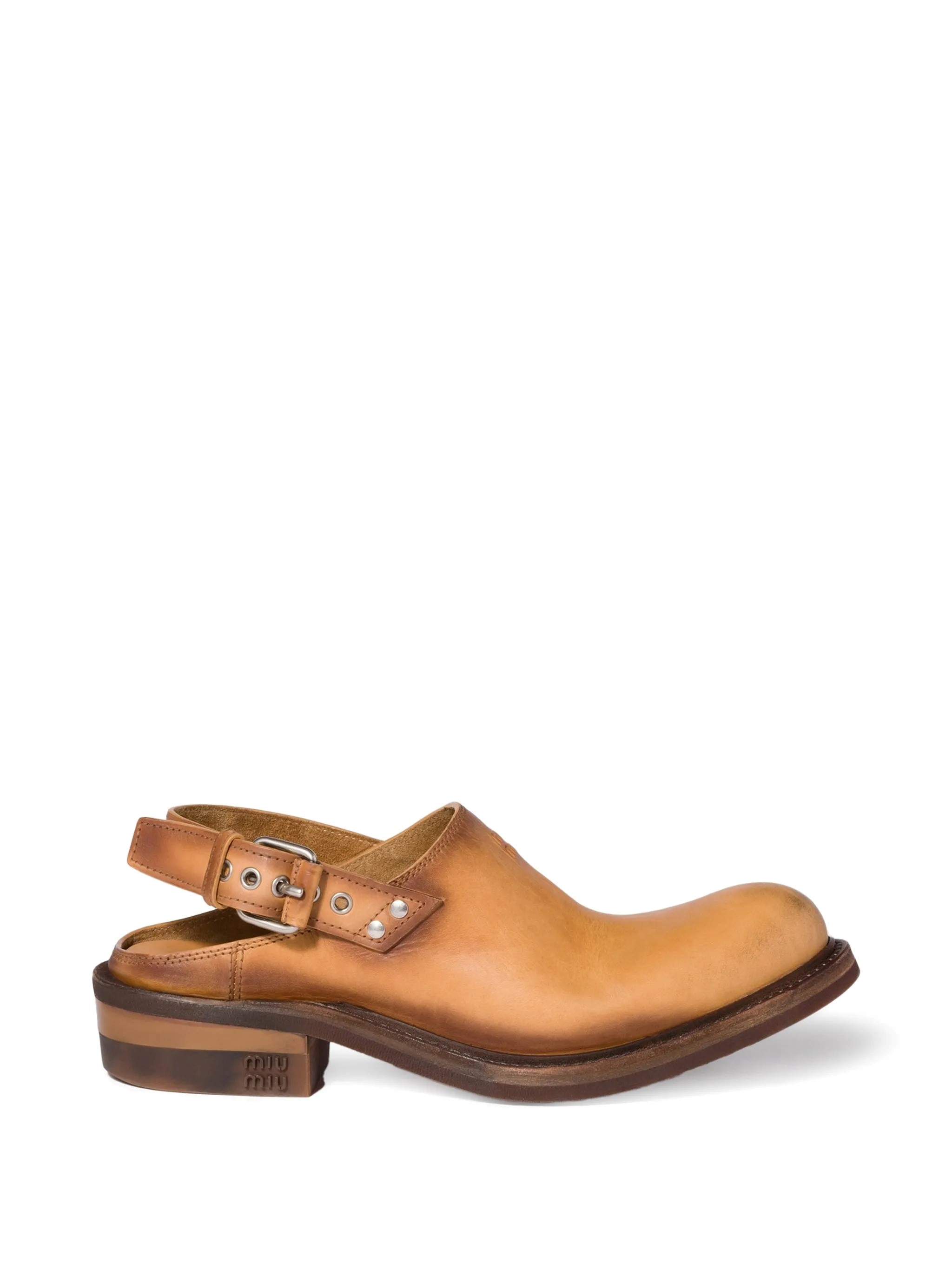 Miu Miu MIU MIU Foule Leather Clogs　MIU MIU ファールレザー下駄