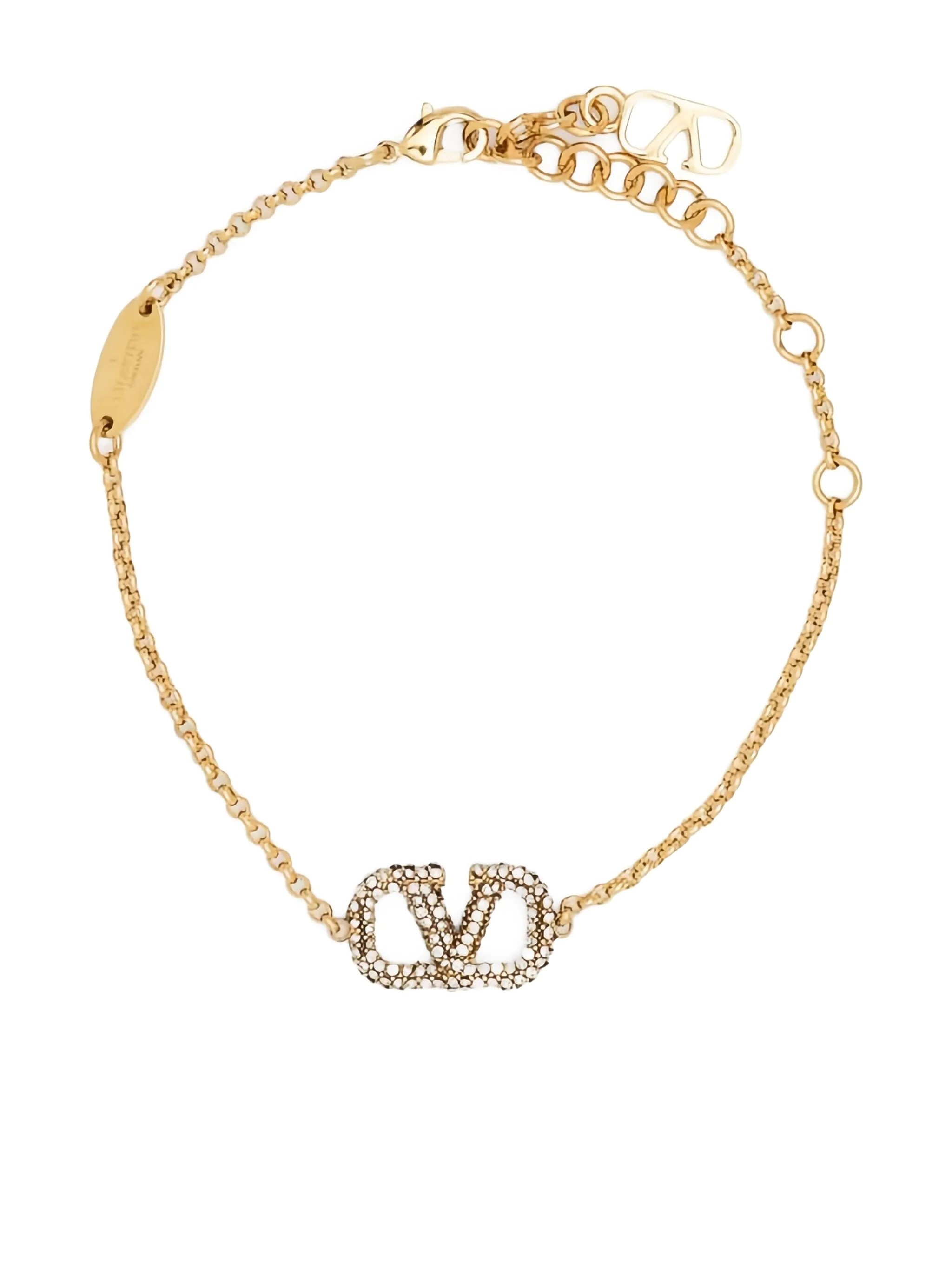 VALENTINO VALENTINO Vlogo Signature Bracelet In Metal And Swarovski Crystals　VALENTINO Vlogo シグネチャー ブレスレット (メタルとスワロフスキー クリスタル)