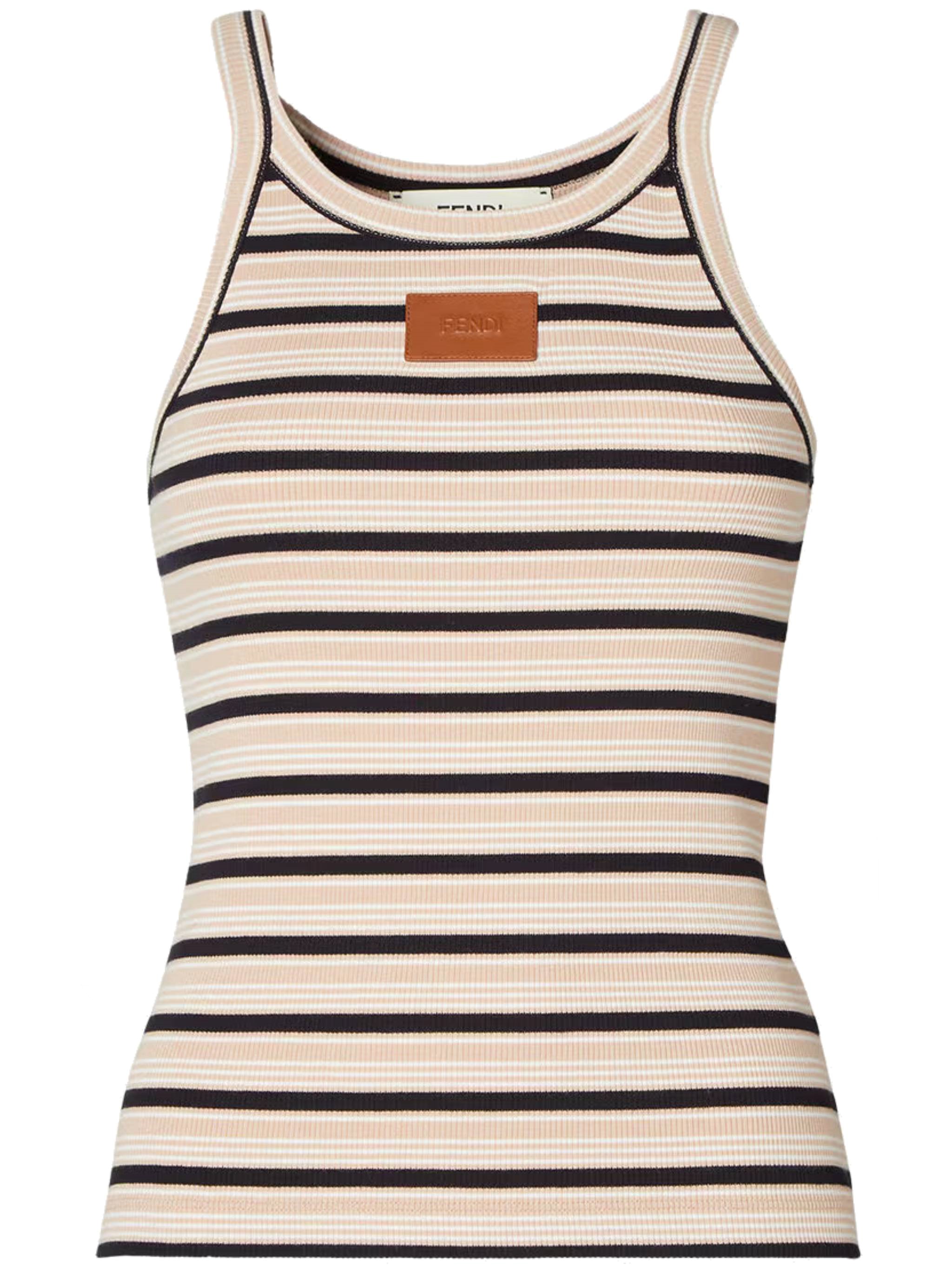FENDI FENDI Multicolor Striped Cotton Knit Top　FENDI マルチカラー ストライプ コットン ニット トップ
