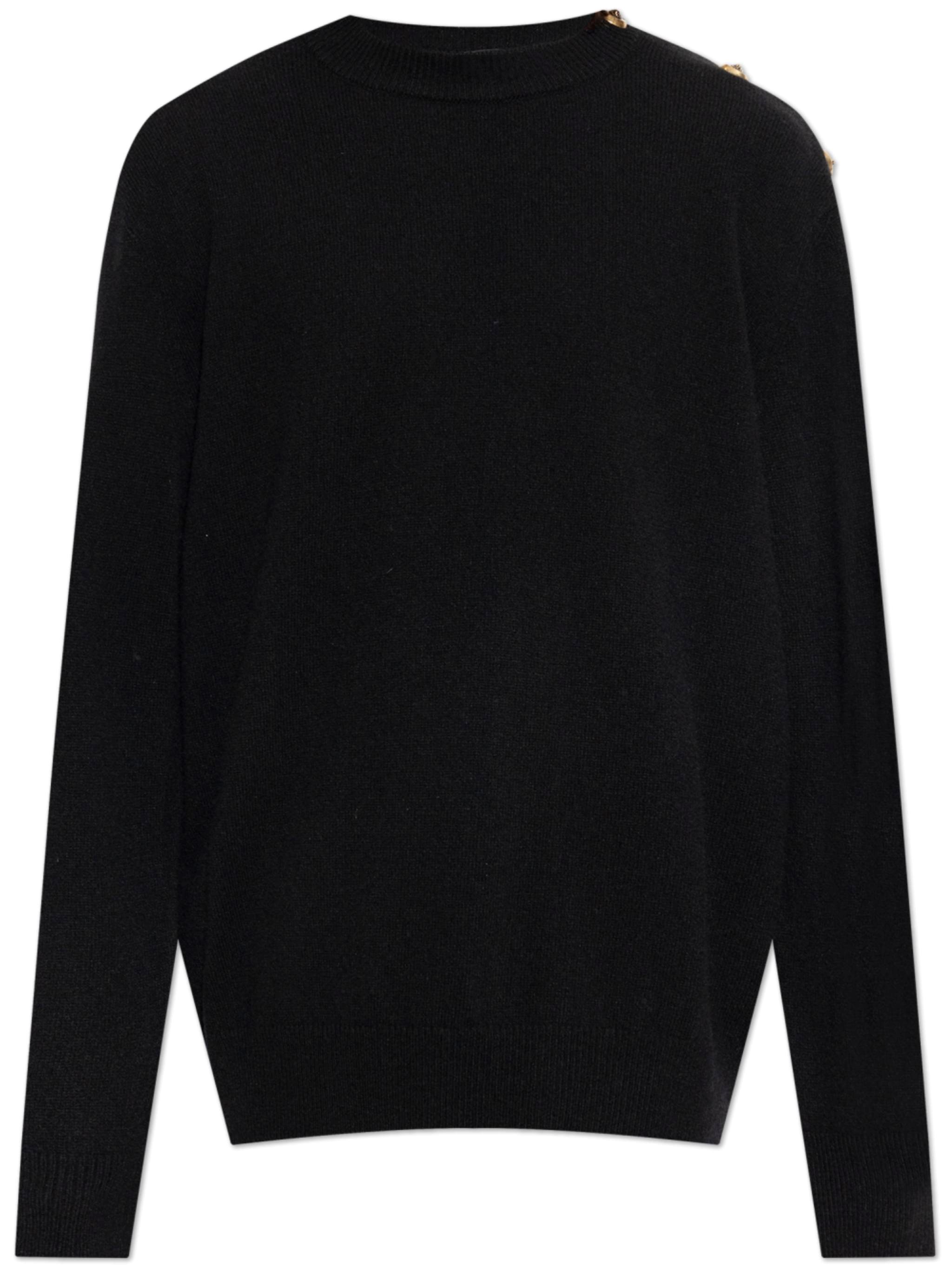 Balmain Button-embellished Shoulder Sweater In Black