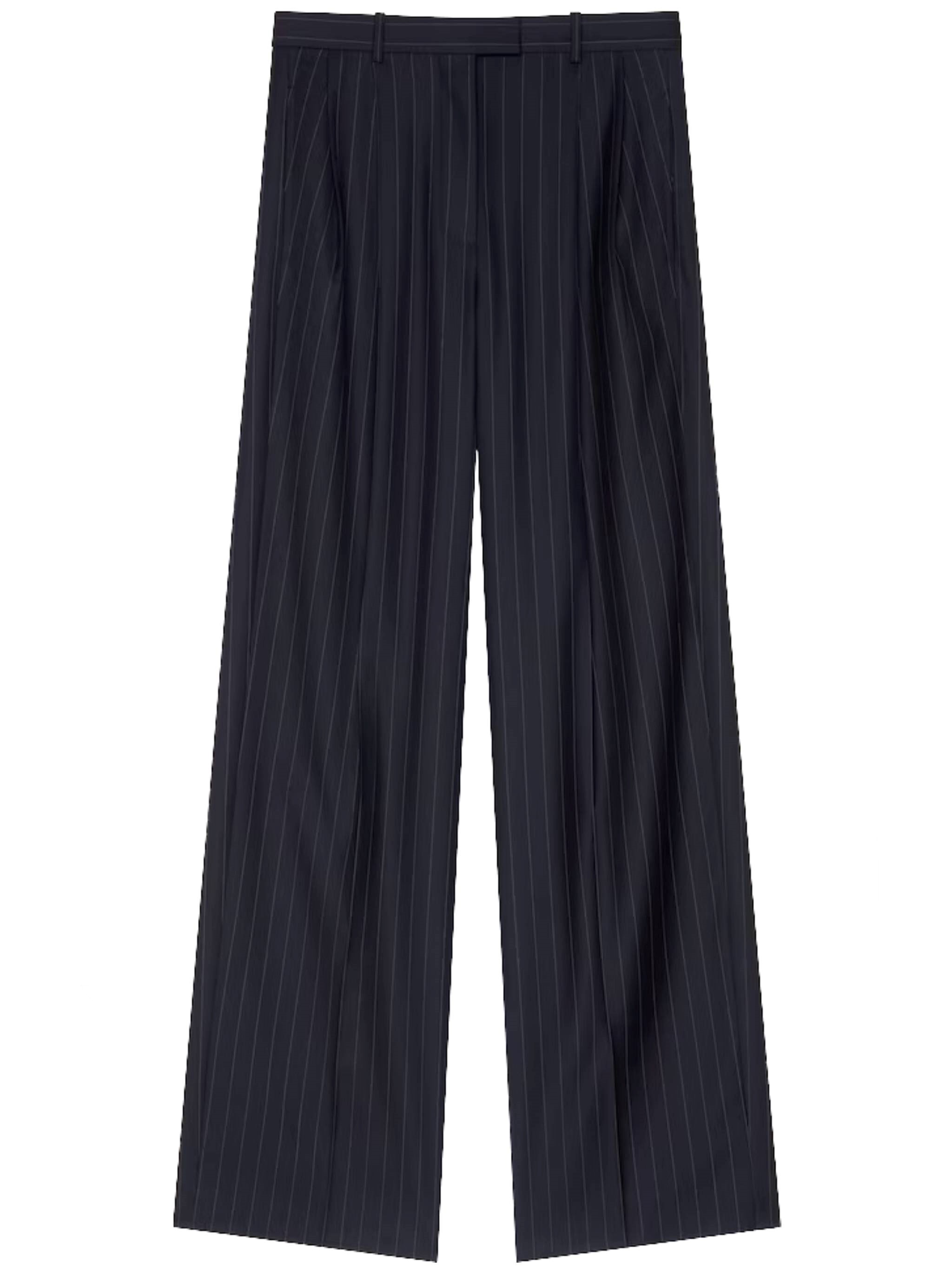 Givenchy Double Pleat Striped Pants In Wool In Blu