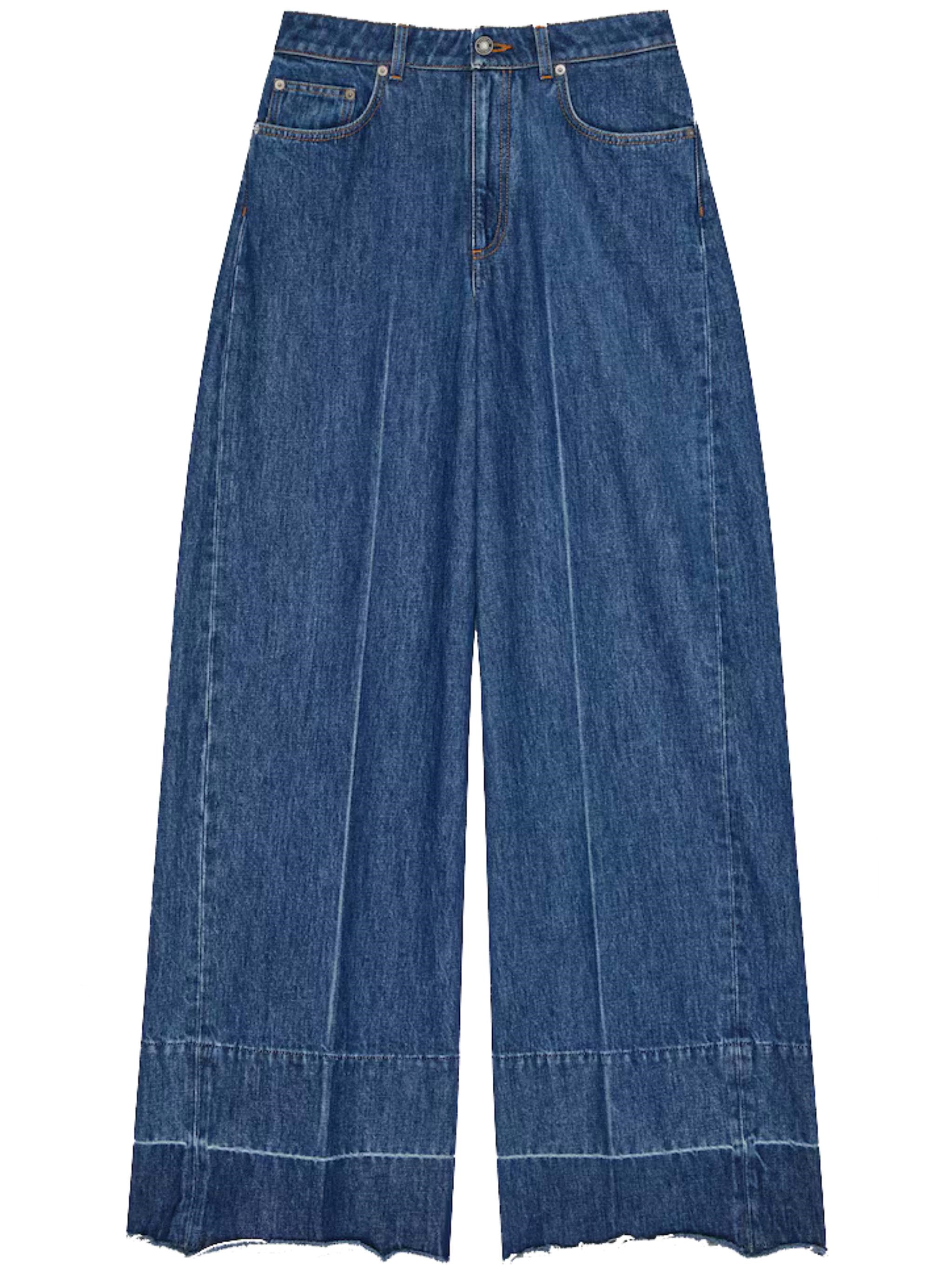 Givenchy Wide Leg Denim Pants In Blue