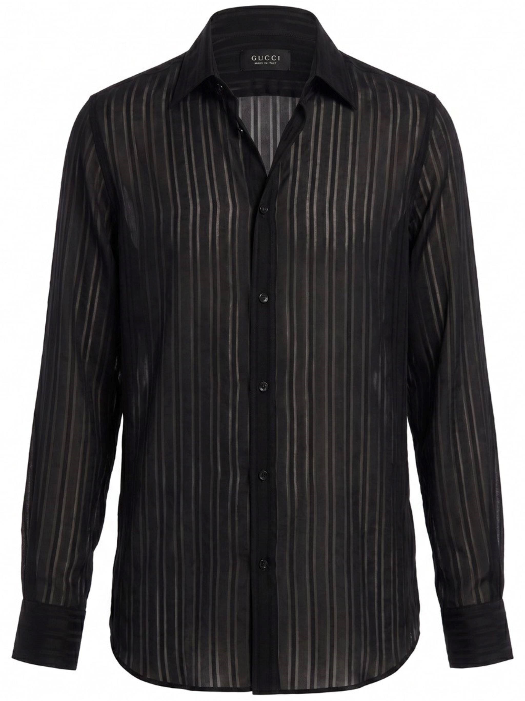 GUCCI GUCCI Silk Striped Gauze Shirt　GUCCI シルクストライプガーゼシャツ