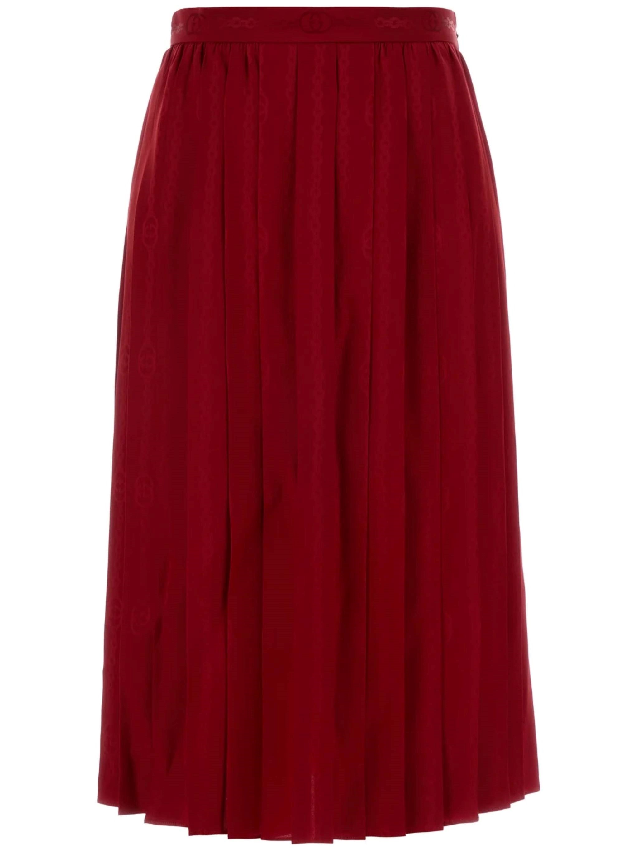 GUCCI GUCCI Midi Silk Jacquard Skirt With Gg Chain Crossover　GUCCI ミディ シルク ジャカード スカート Gg チェーン クロスオーバー