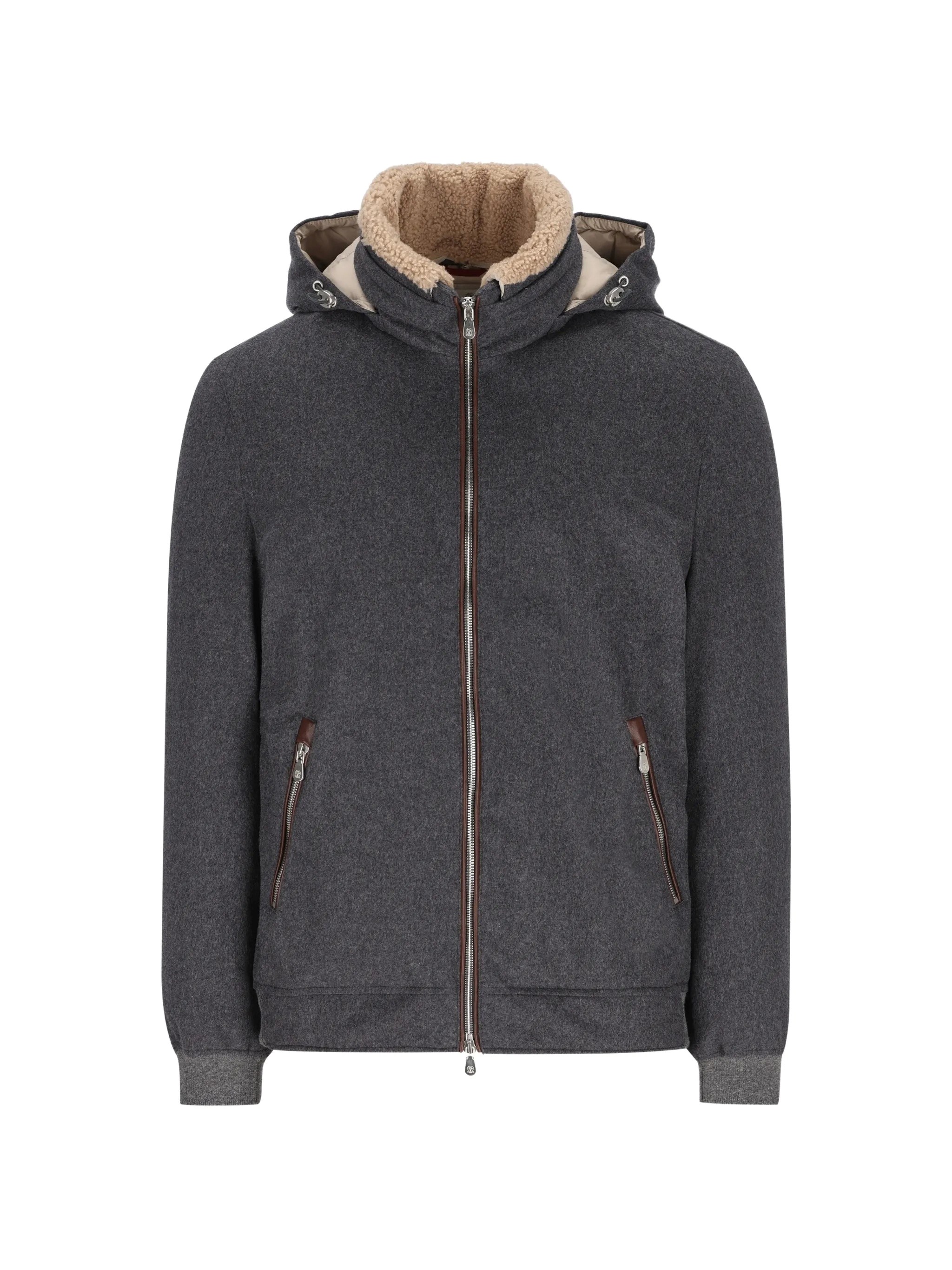 BRUNELLO CUCINELLI BRUNELLO CUCINELLI Down Jacket Blue With Internal Fur　BRUNELLO CUCINELLI ダウンジャケット ブルー 内側ファー付き