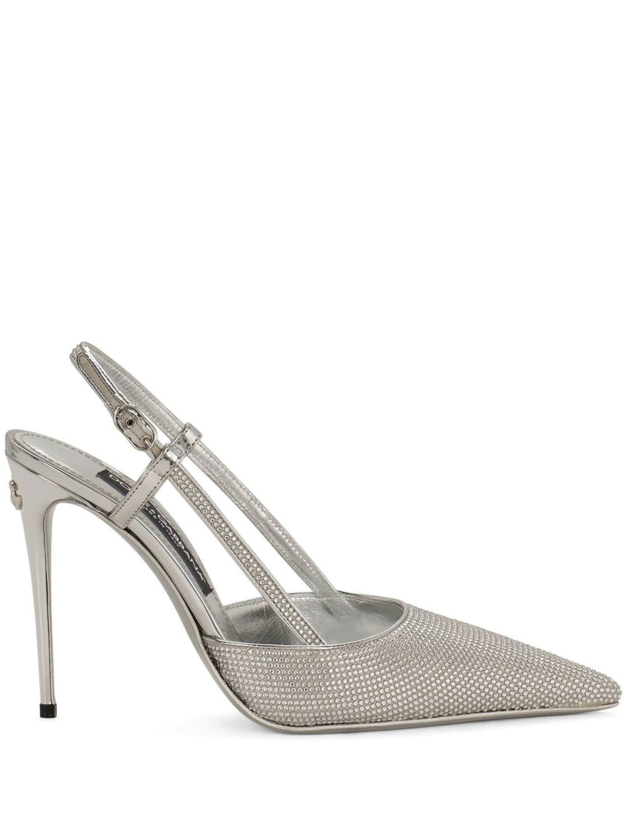 Dolce & Gabbana Metallic Lollo Slingback Shoes In Silver