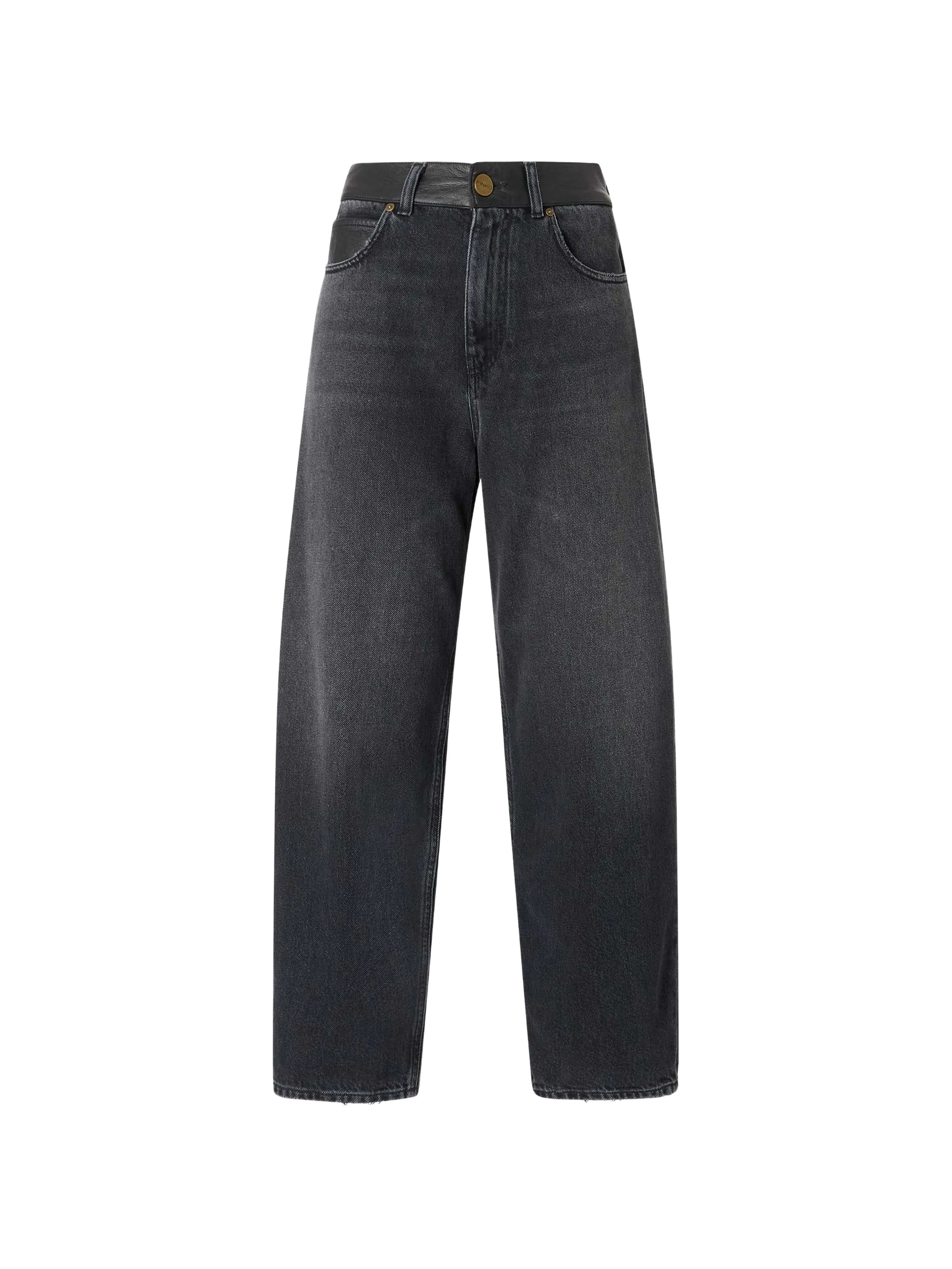 Pinko Black Estelle Egg Denim Jeans In Gray
