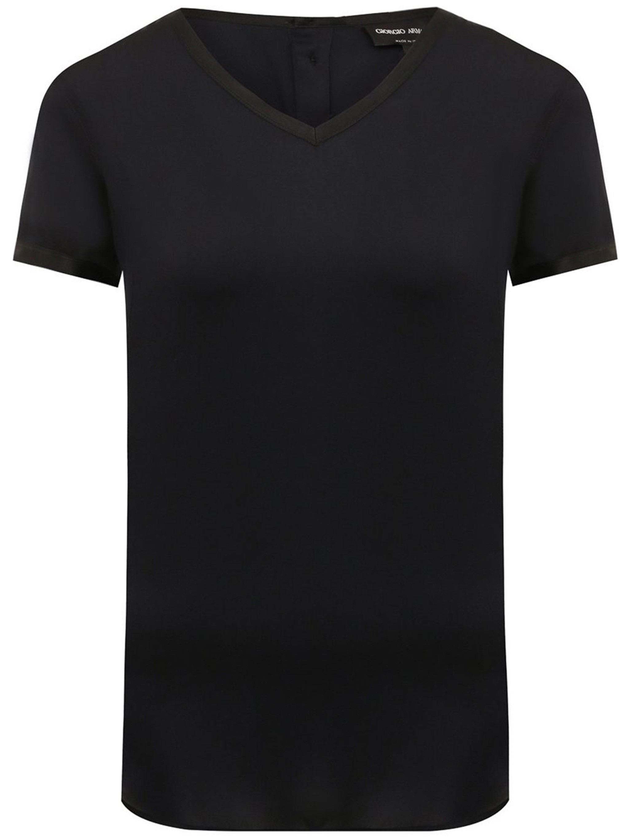 Giorgio Armani V-neck Short Sleeve Staple Top In Black