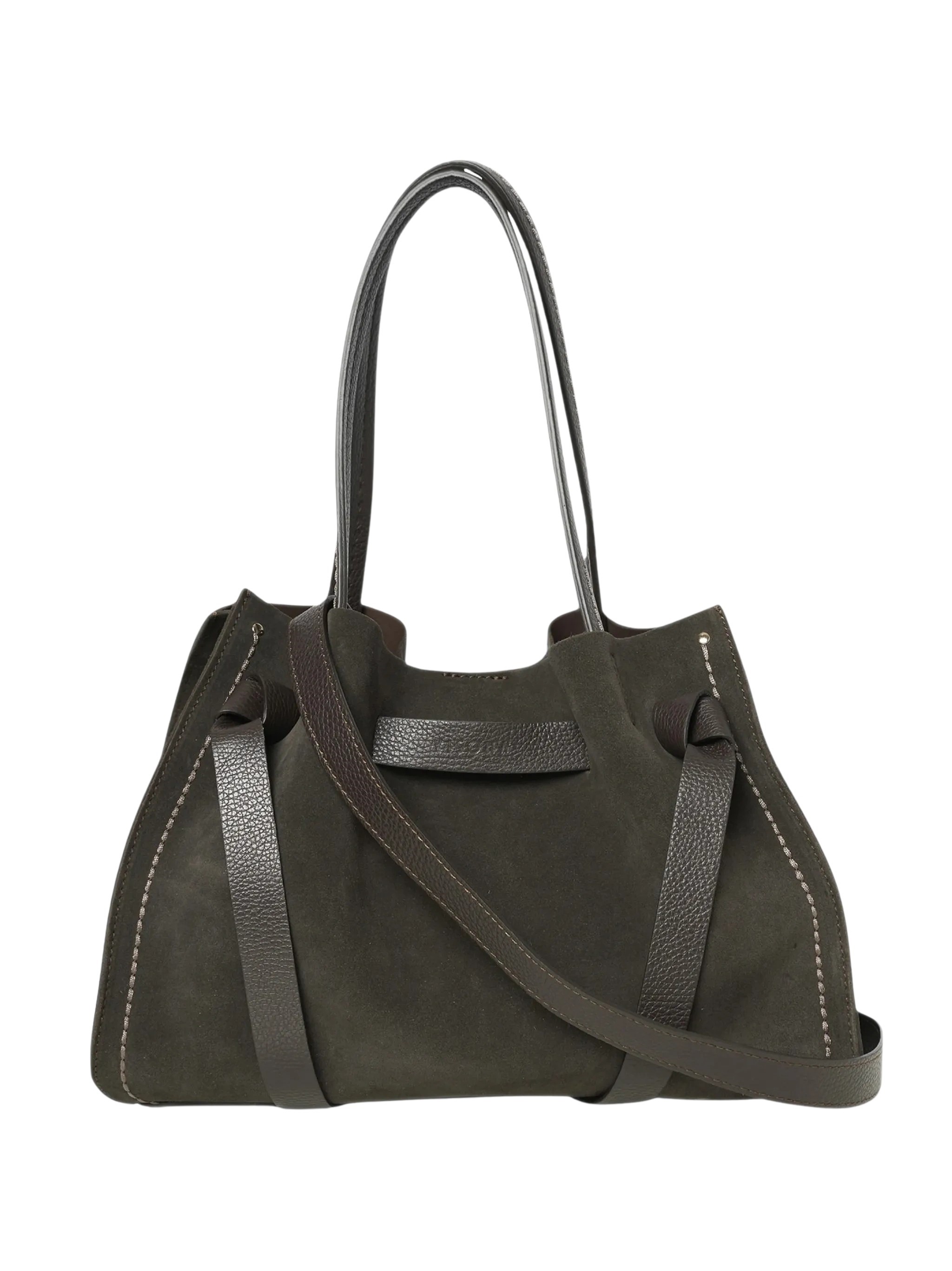 Visonà Vittoria Suede Handbag In Brown