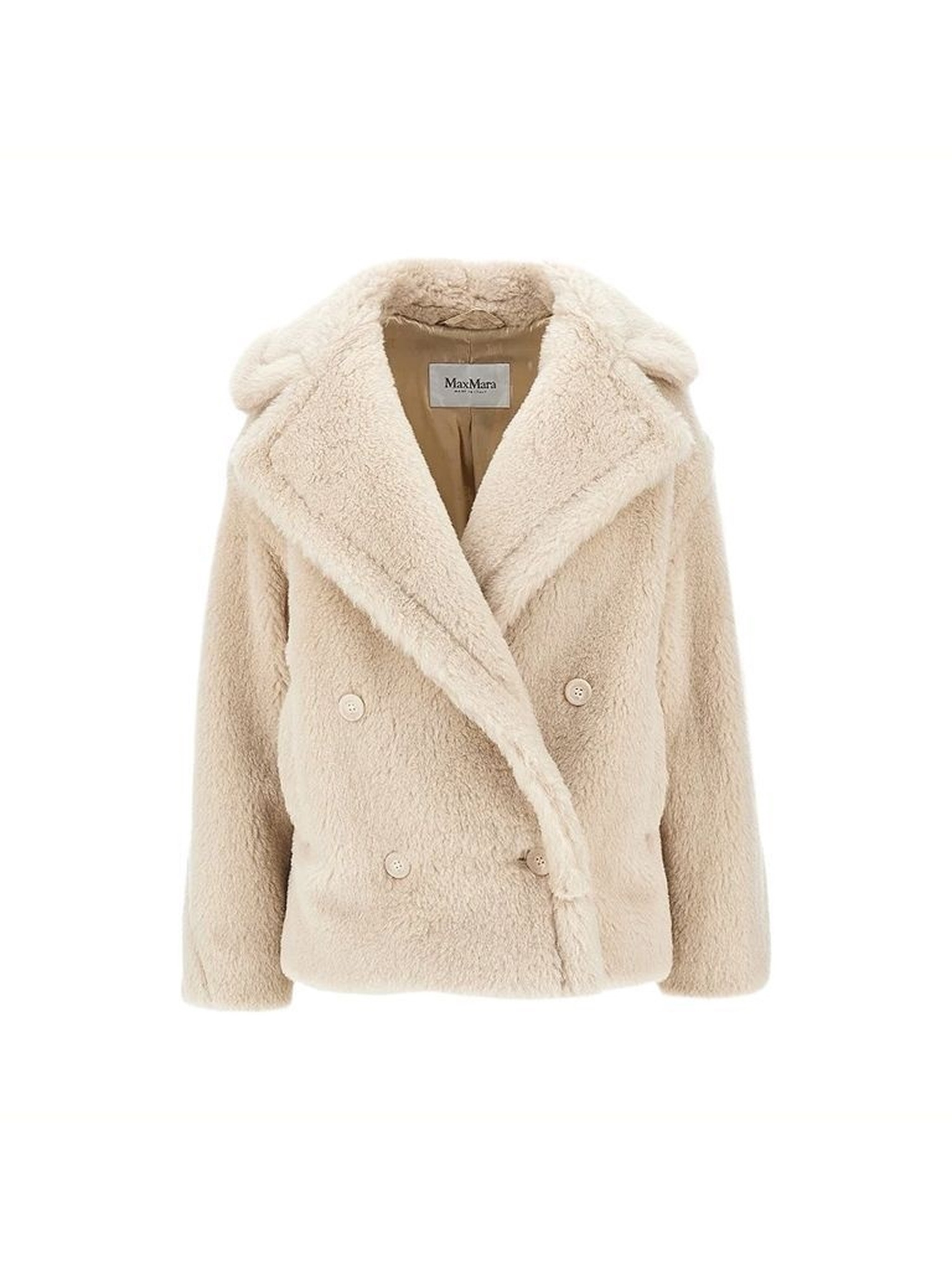 Max Mara Short Double-breasted Coat Alcuno In Beige