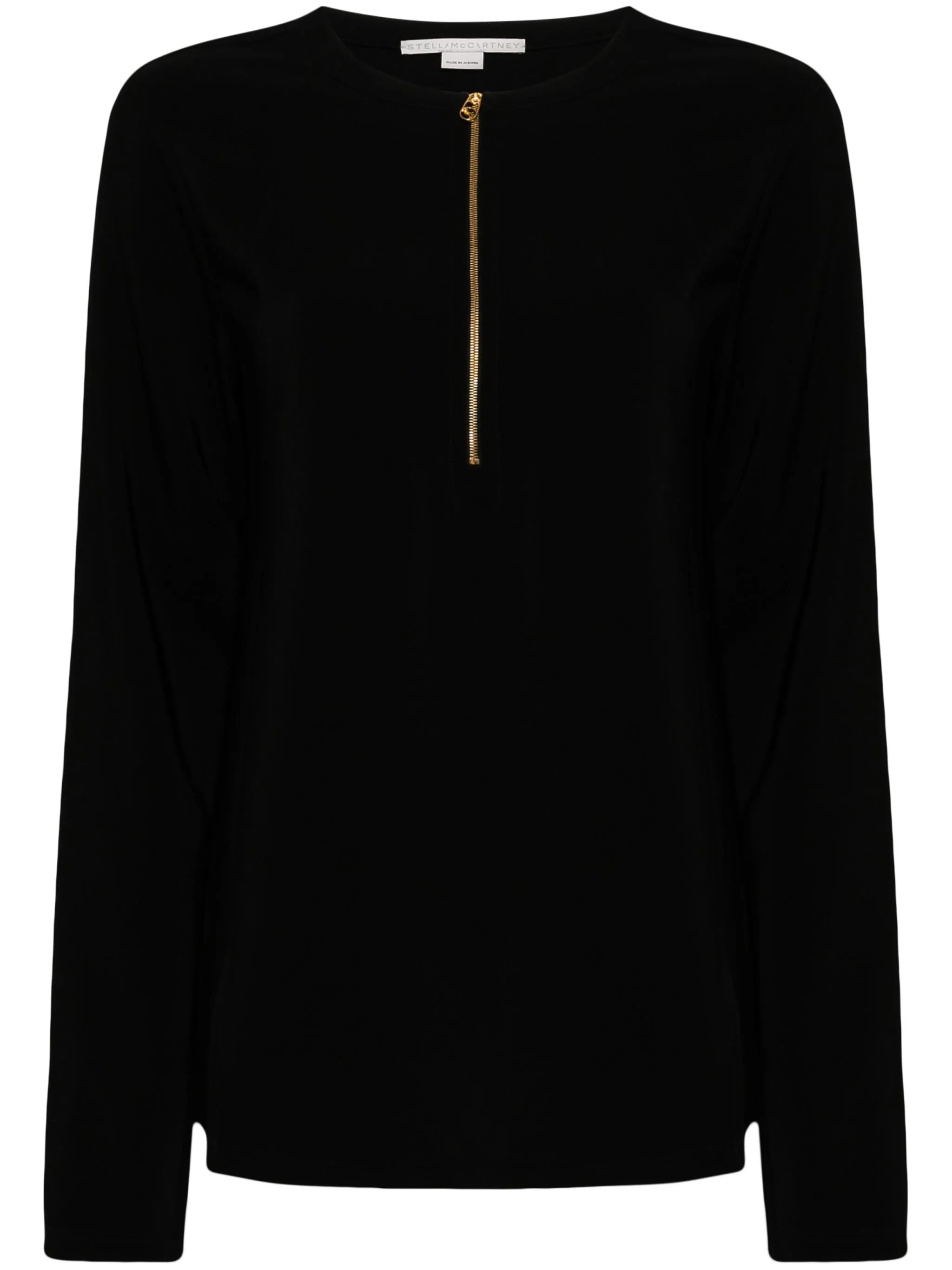 Stella Mccartney Zipper Detail Long Sleeve Top In Black