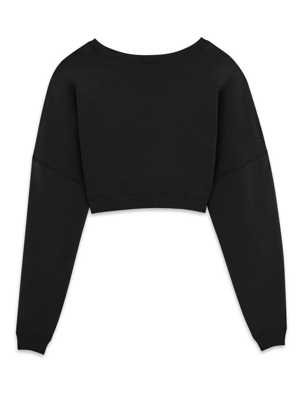 Saint Laurent Balloon-sleeves Cropped Sweatshirt In Black