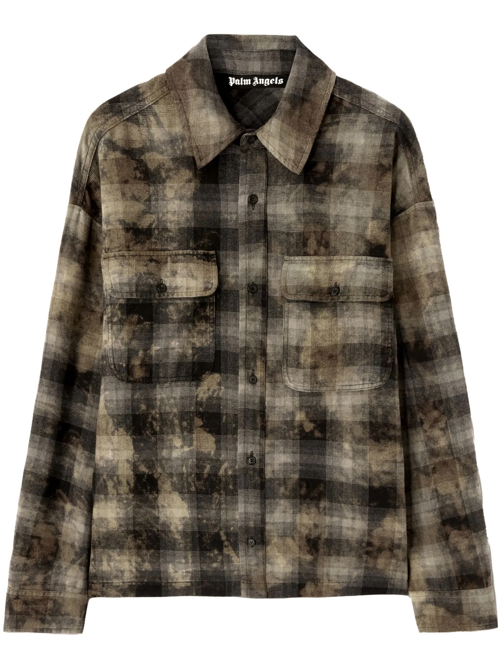 Palm Angels Men's Checked Cotton Blend Shirt In Brown