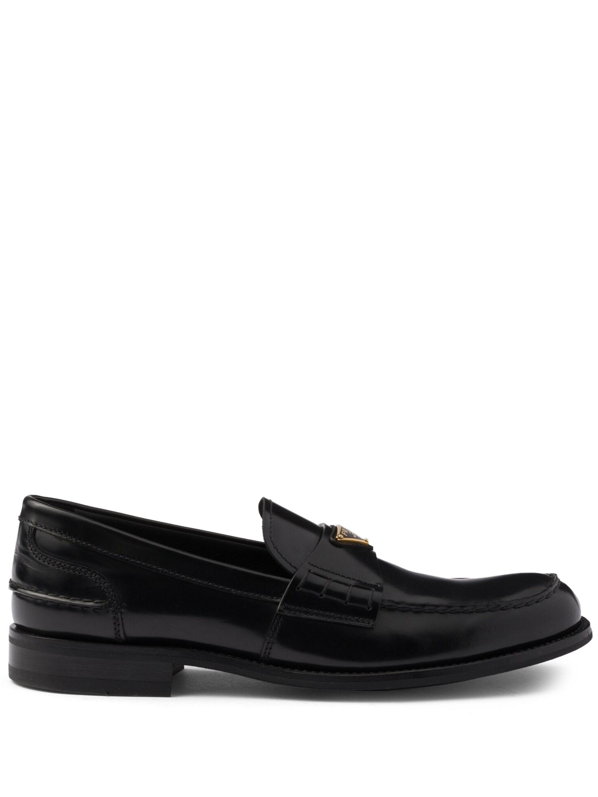 Prada Brushed Leather Loafers In Black