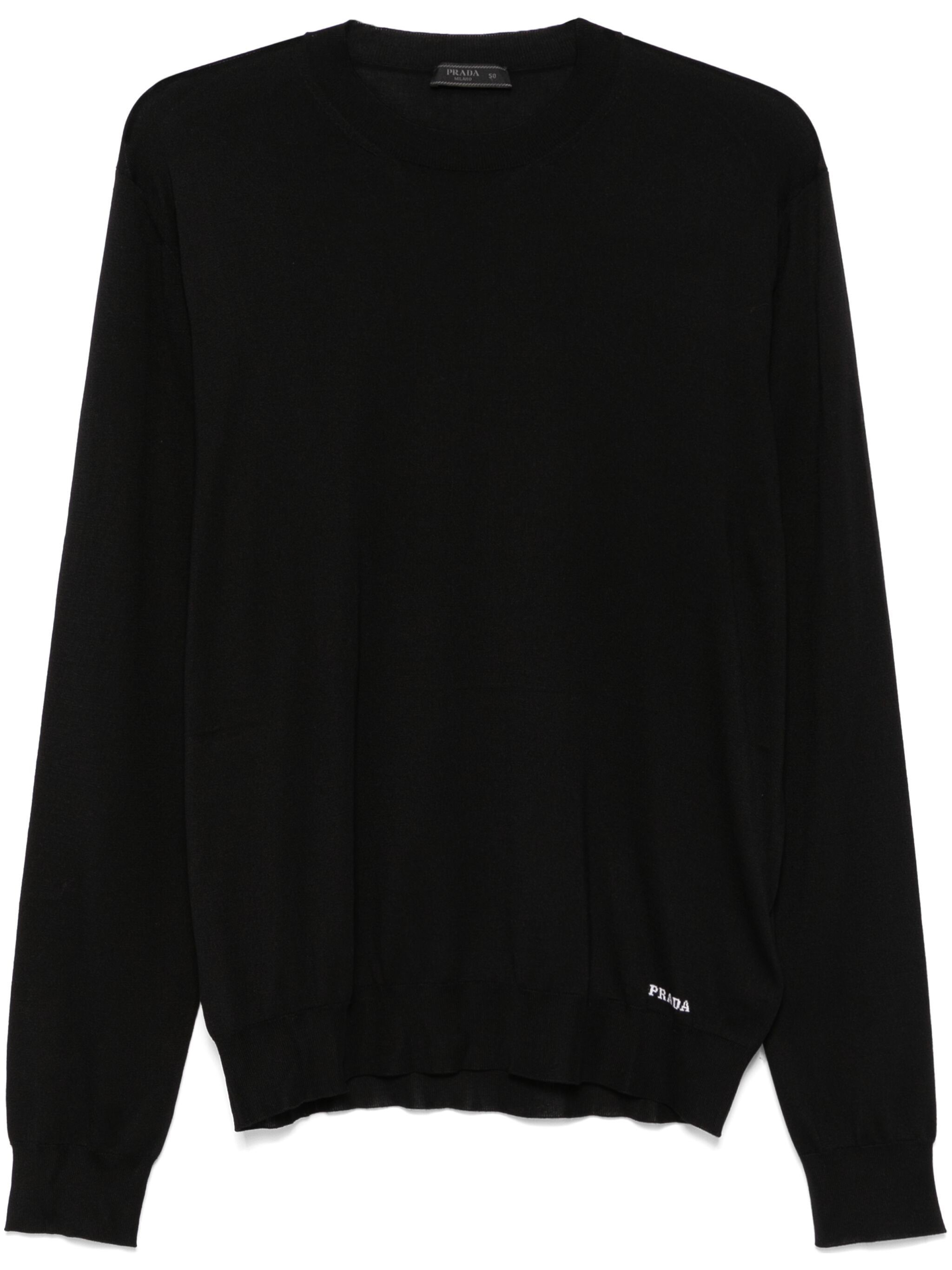 Prada Silk Crewneck Sweater In Black