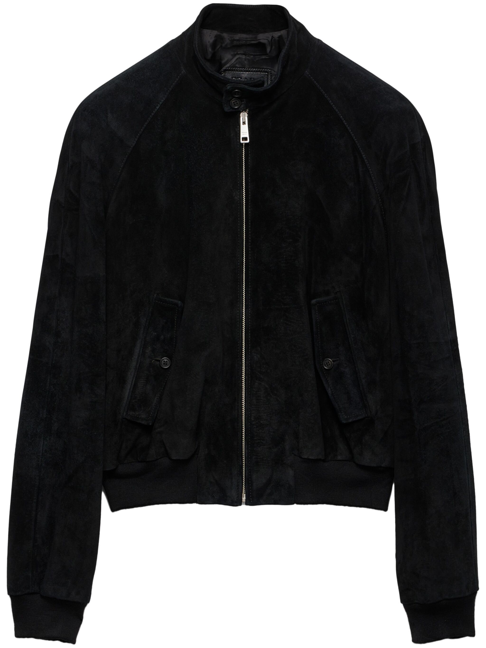 Prada Long-sleeved Leather Jacket In Black