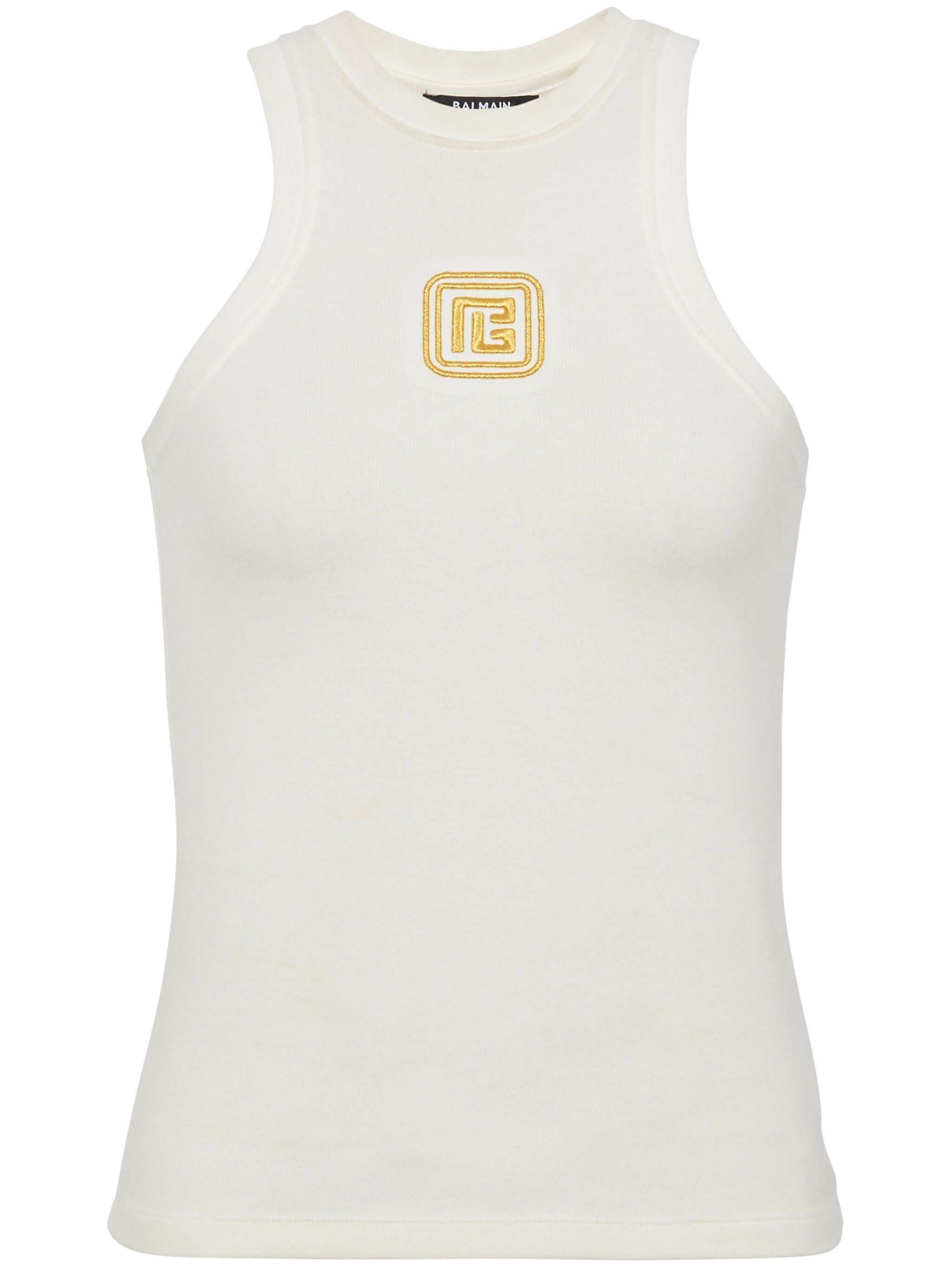 Balmain Tank Top With Retro Pb Embroidery