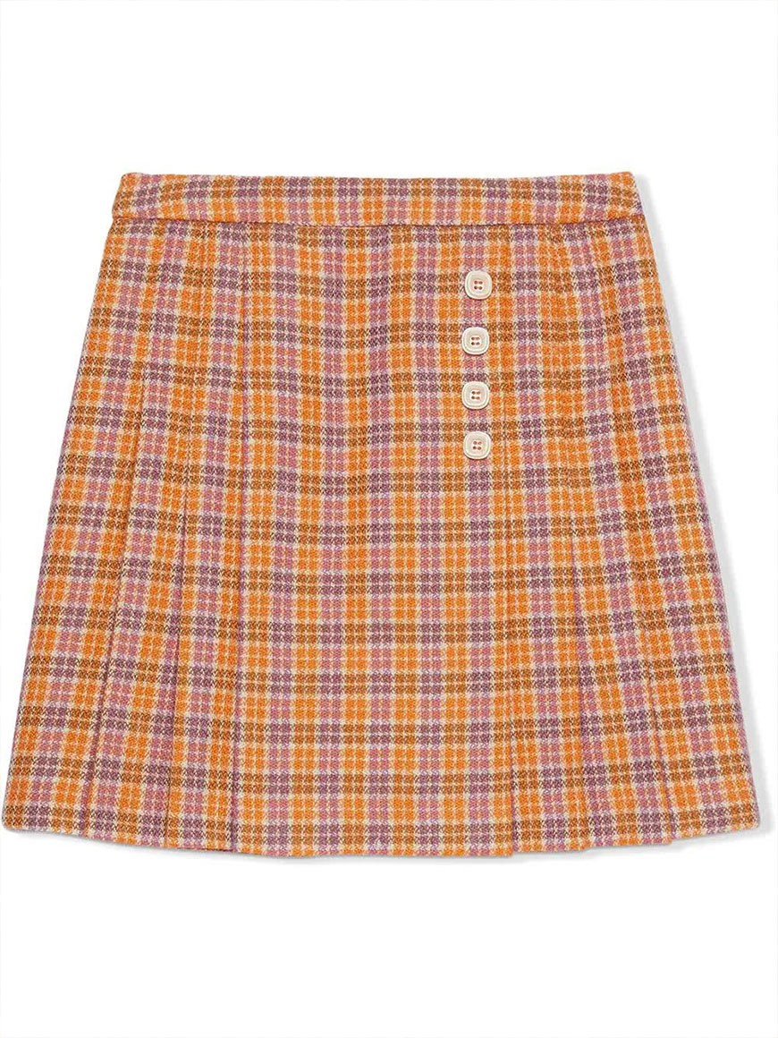 GUCCI KIDS Checked Wool Skirt With Label　GUCCI KIDS ラベル付きチェックウールスカート GUCCI
