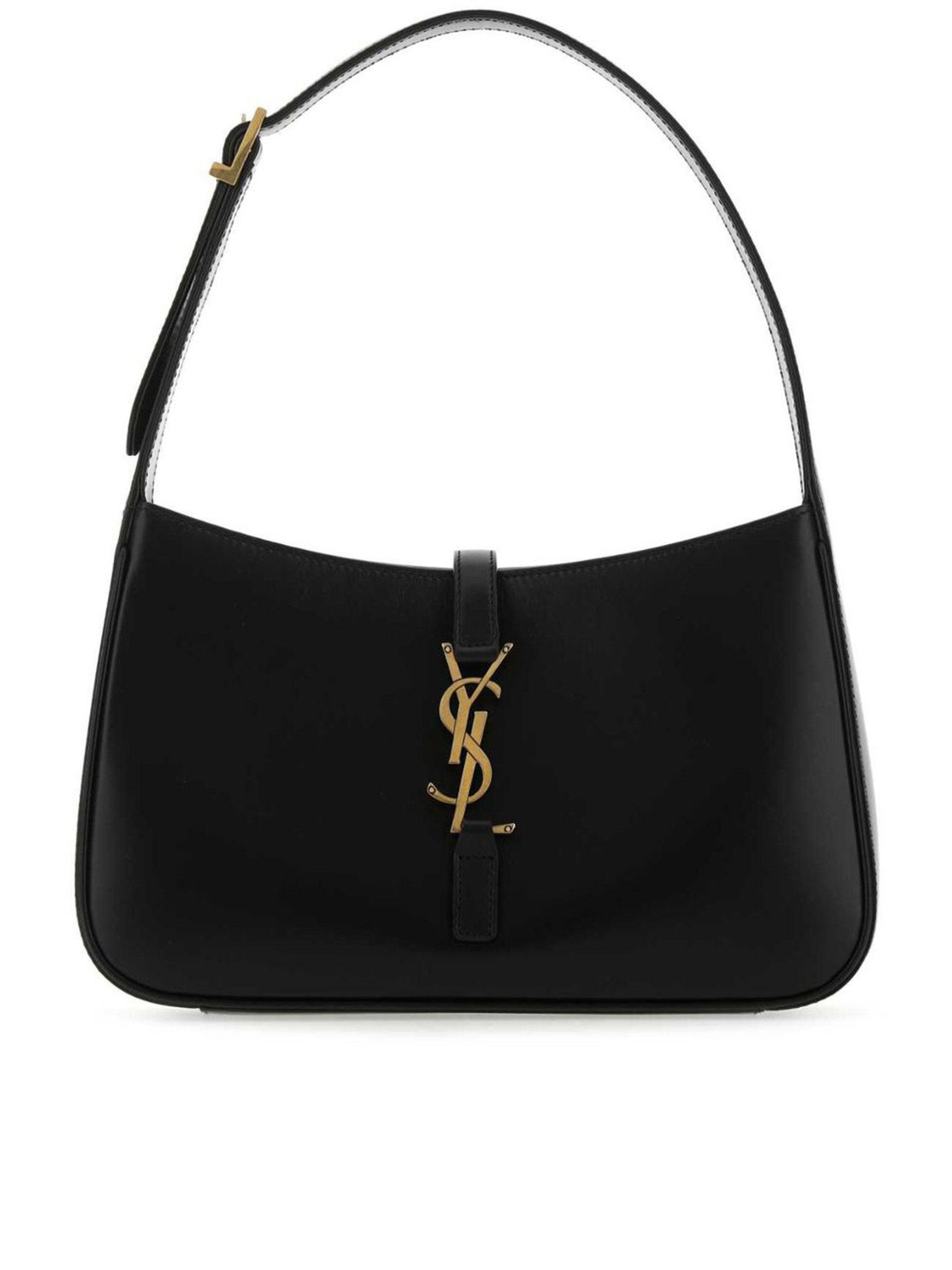 Saint Laurent Le 5 A 7 Leather Shoulder Bag With Logo Plaque In Black