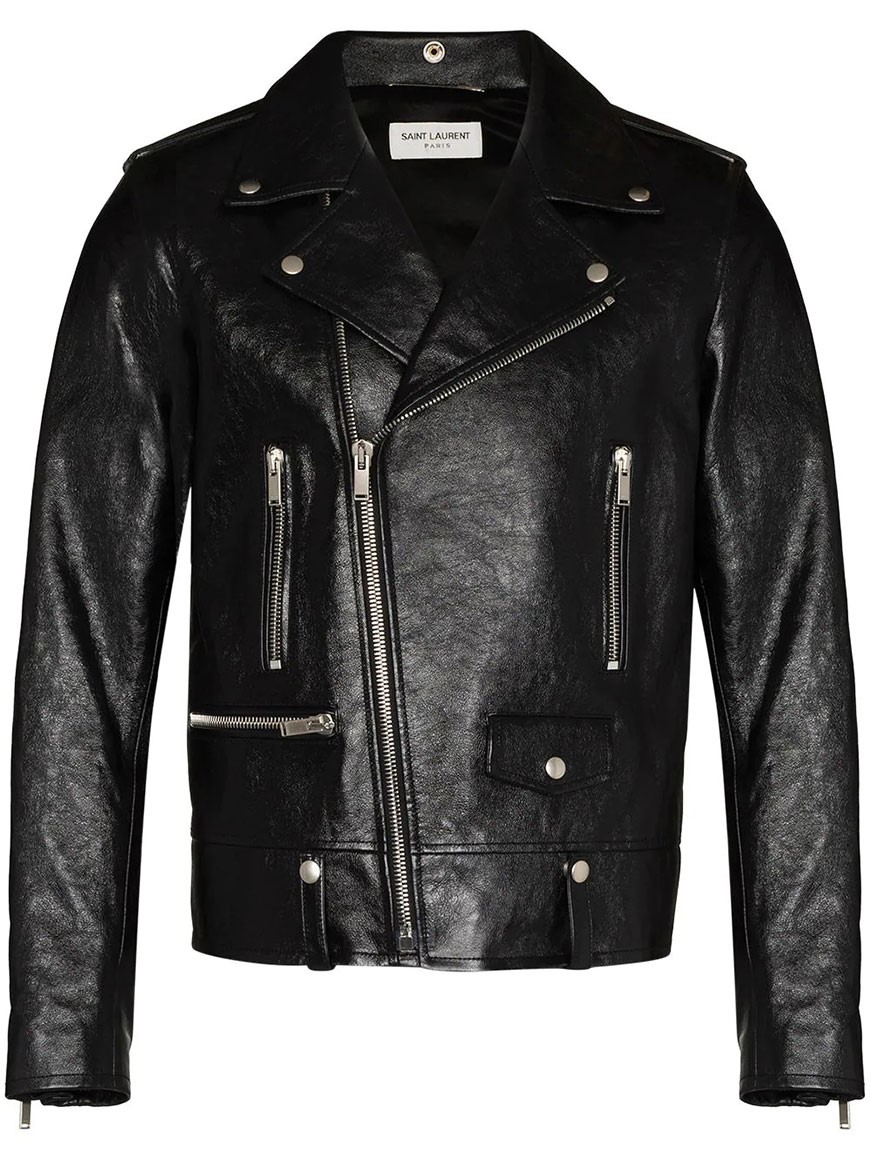 Saint Laurent Black Leather Motorcycle Jacket In Black