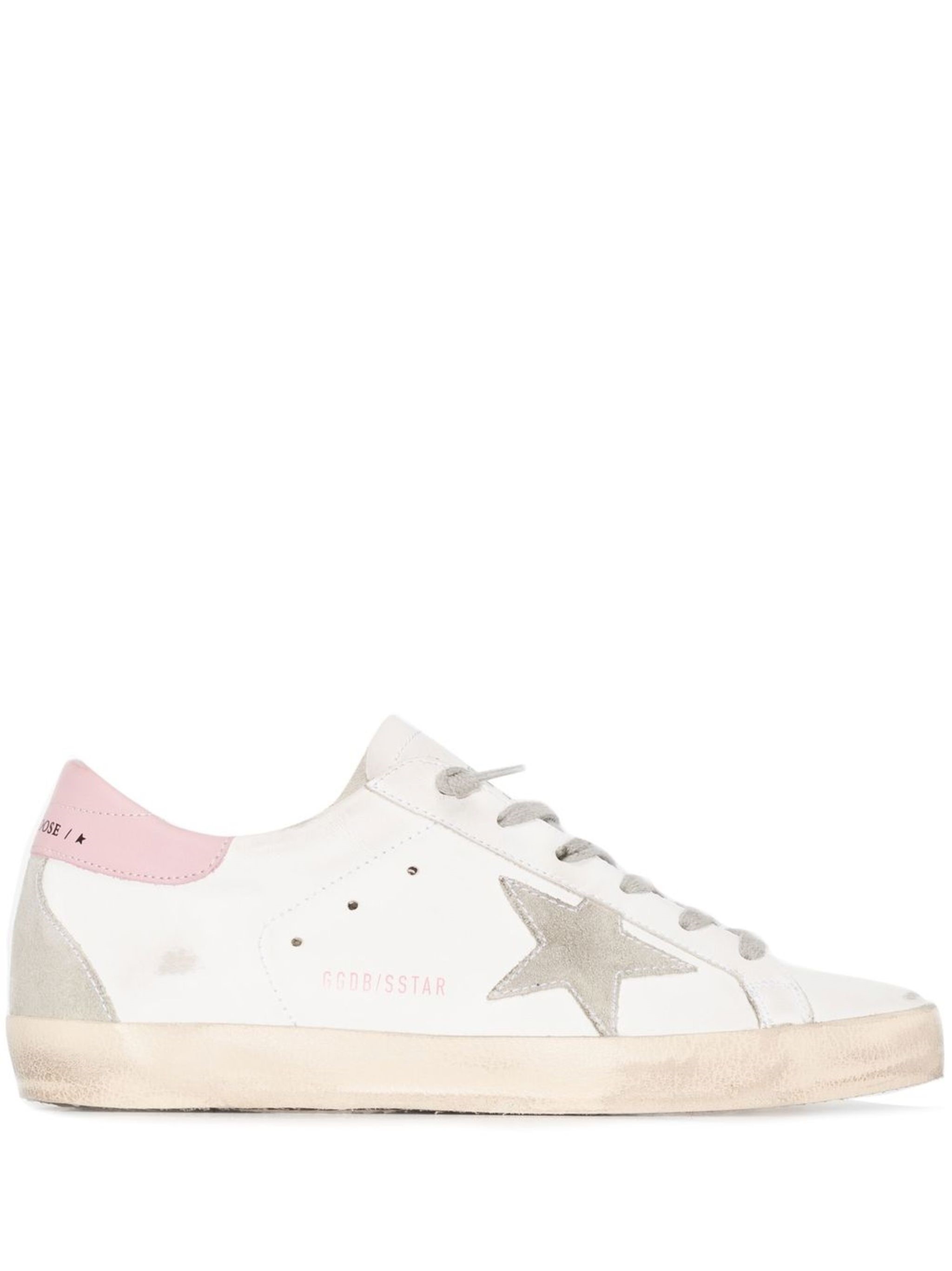 Golden Goose Super-star Leather Upper And Heel Suede Star And Spur Cream Sole In White